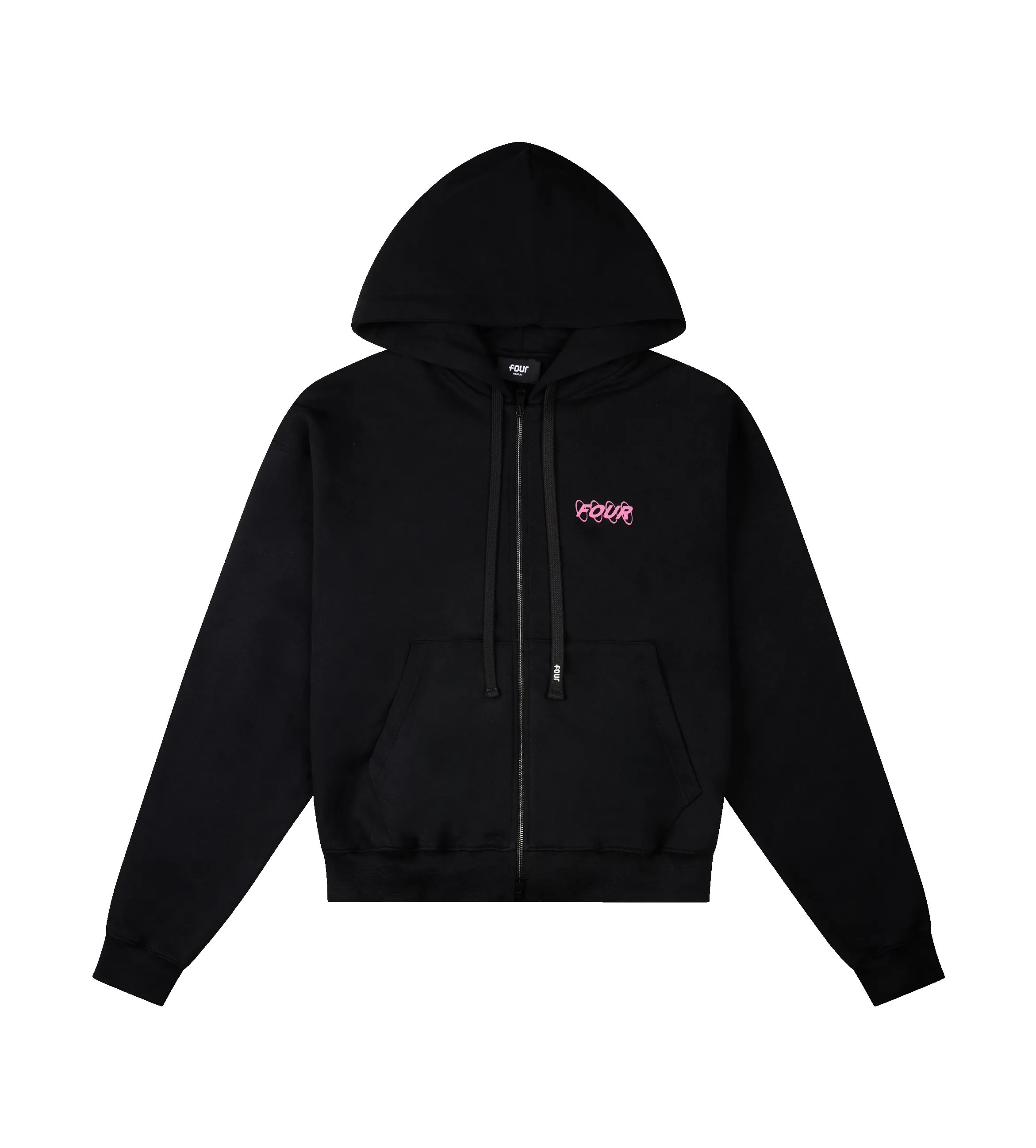 Circles Boxy Zip Up Hoodie Black/ Pink sold by FOUR Amsterdam product image thumbnail 5