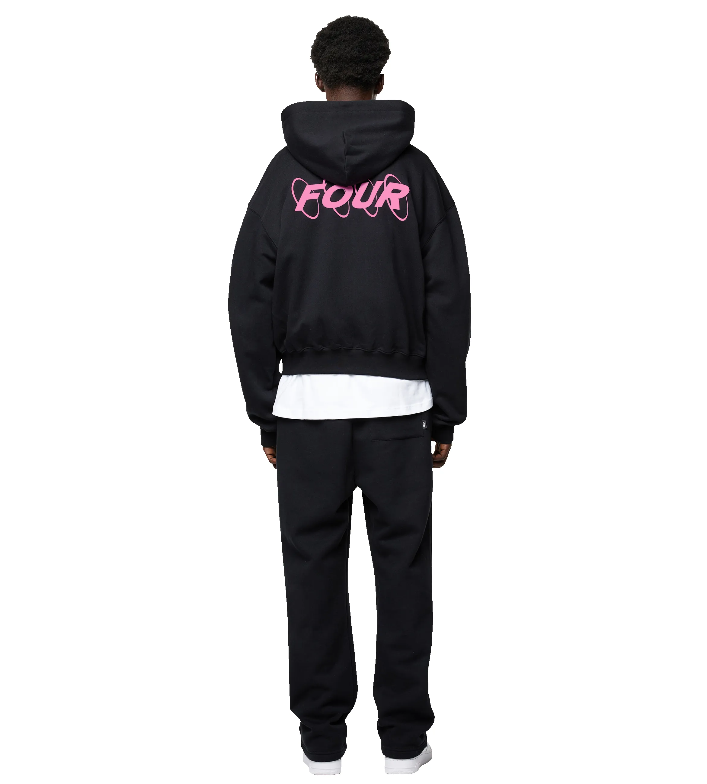 Circles Boxy Zip Up Hoodie Black/ Pink sold by FOUR Amsterdam product image thumbnail 3