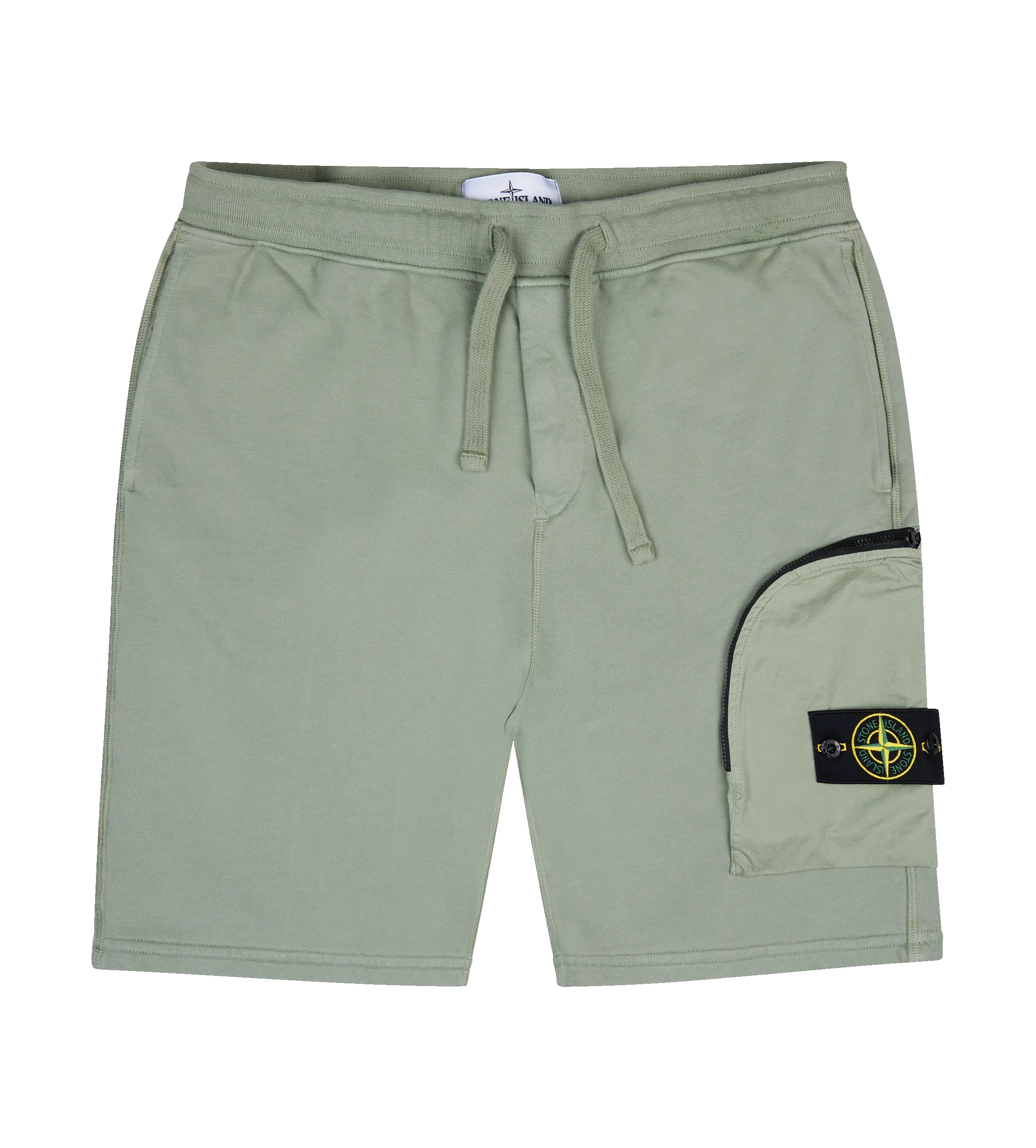 Cargo bermuda shorts with pockets and ribbing - Sage sold by FOUR Amsterdam