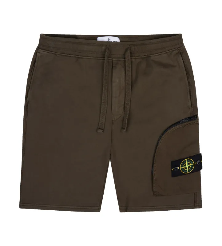 Cargo bermuda shorts with pockets and ribbing - Military Green sold by FOUR Amsterdam