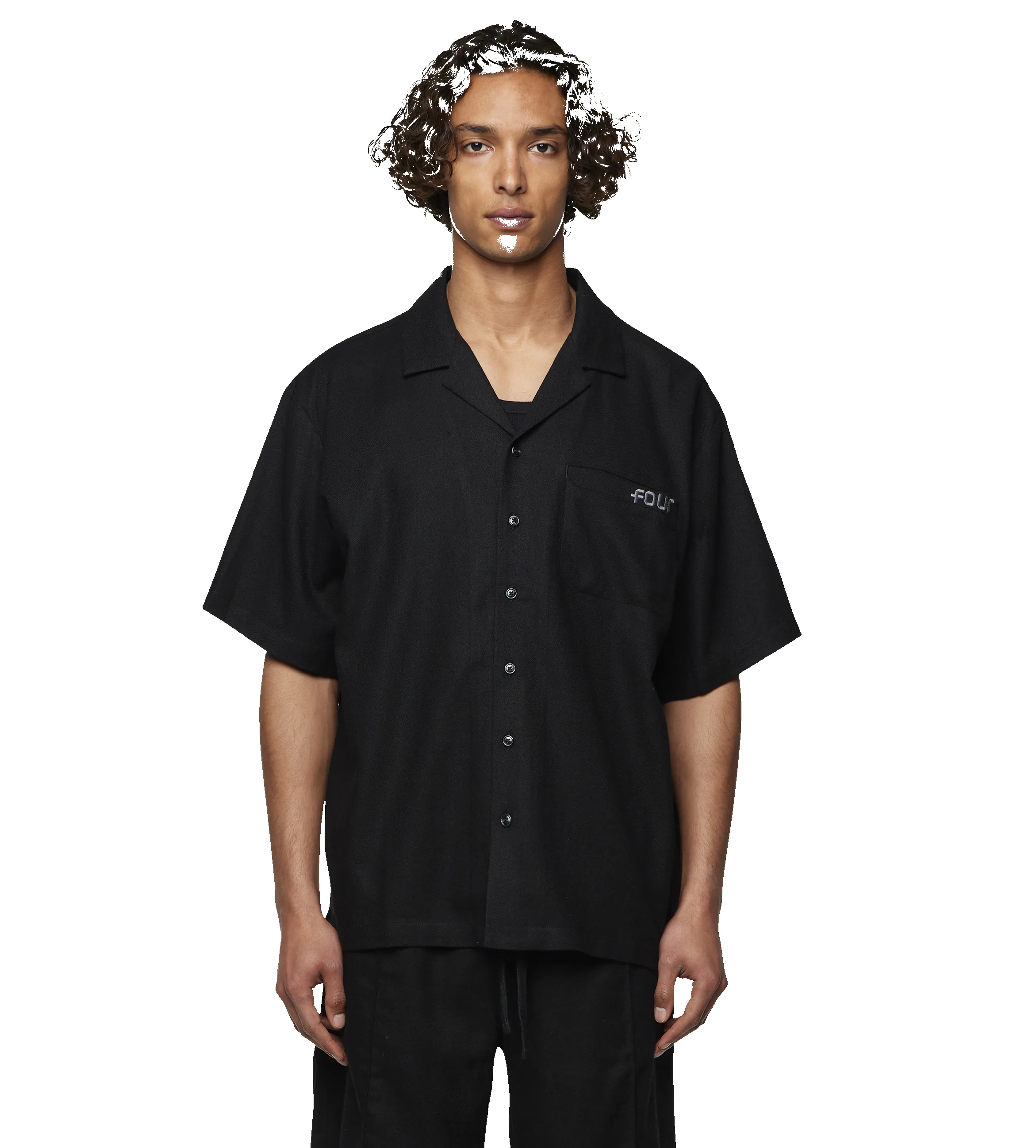 Logo Bowling Shirt Black sold by FOUR Amsterdam