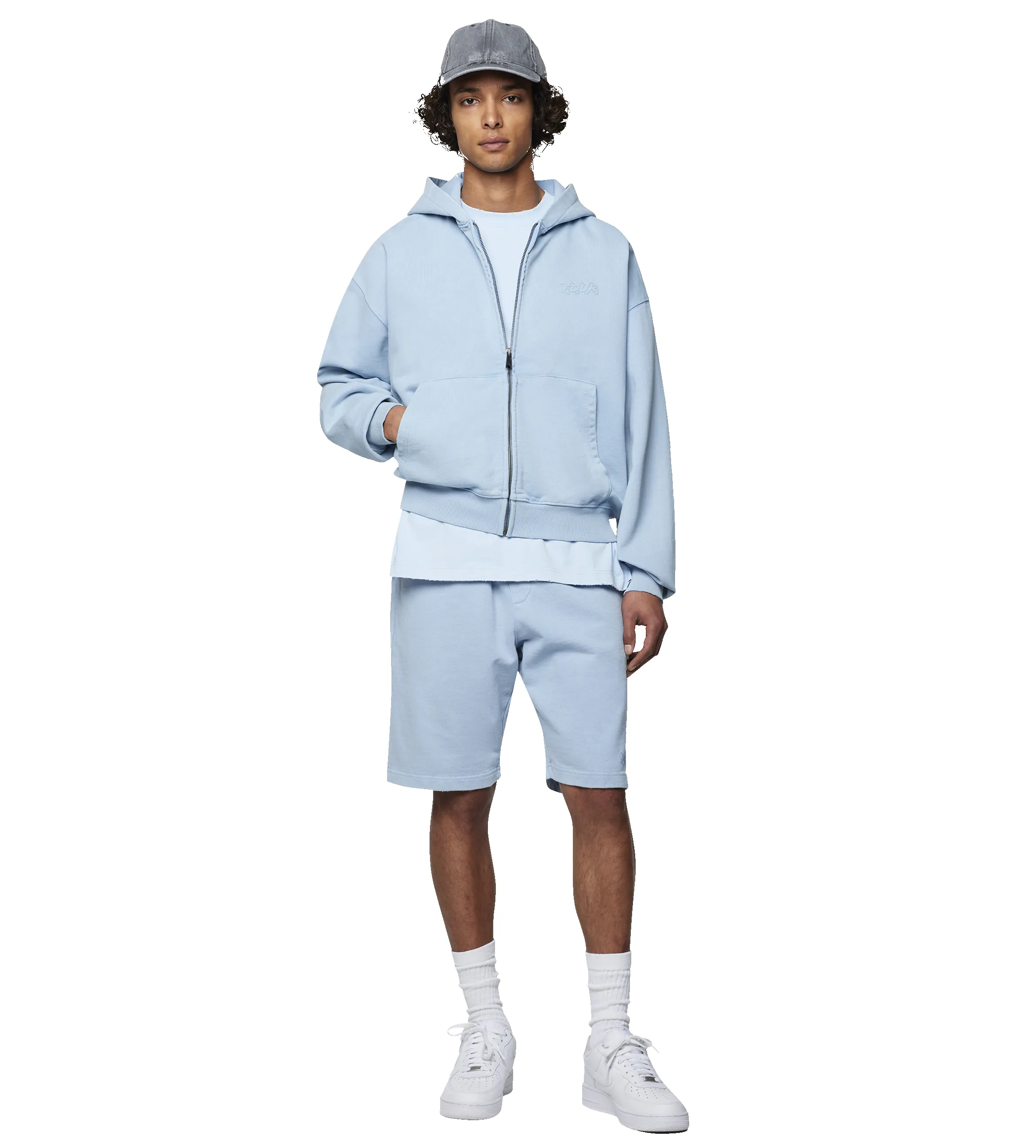 Circles Zip Up Hoodie Washed Ice Blue sold by FOUR Amsterdam product image thumbnail 5