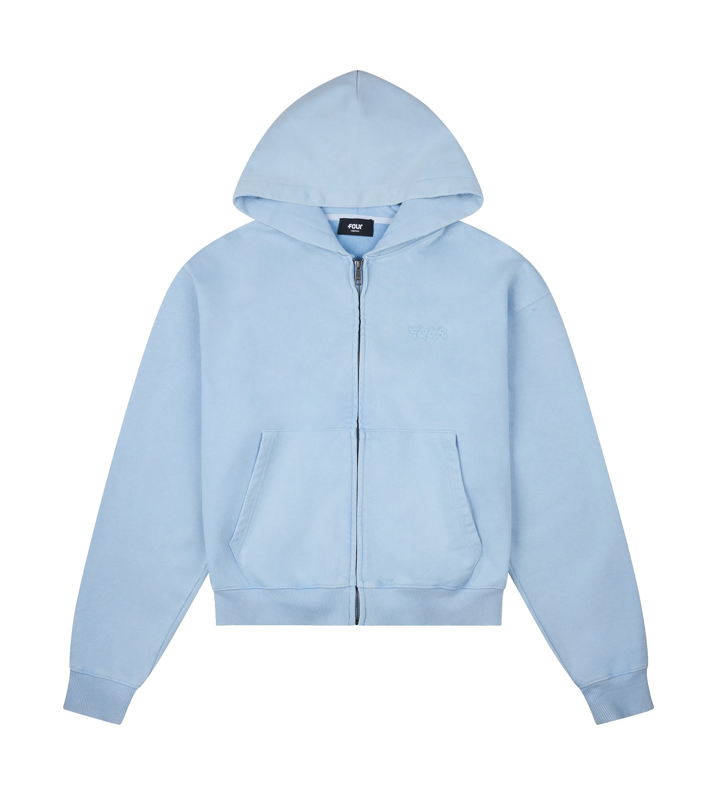 Circles Zip Up Hoodie Washed Ice Blue sold by FOUR Amsterdam product image thumbnail 4