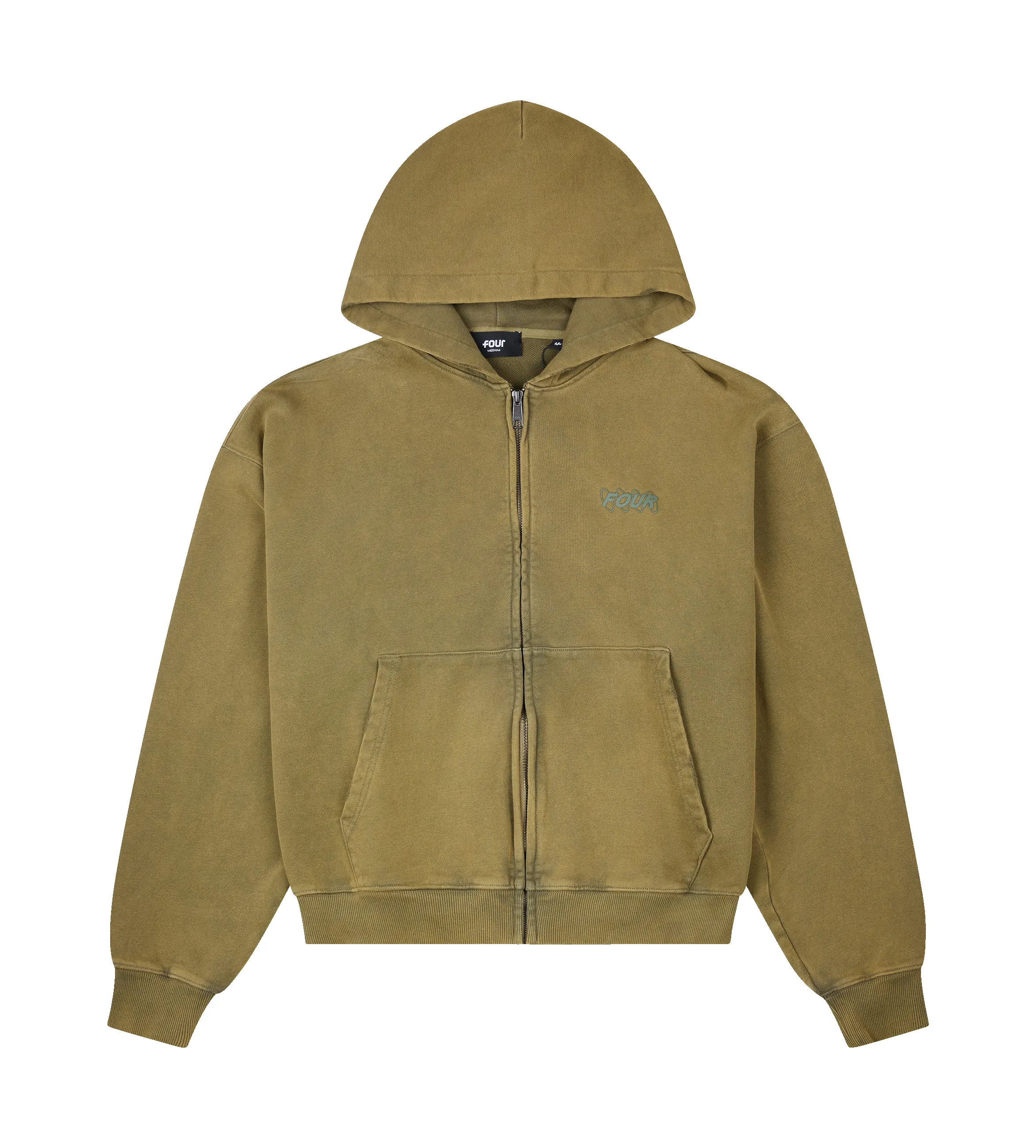 Circles Zip Up Hoodie Washed Olive sold by FOUR Amsterdam product image thumbnail 4