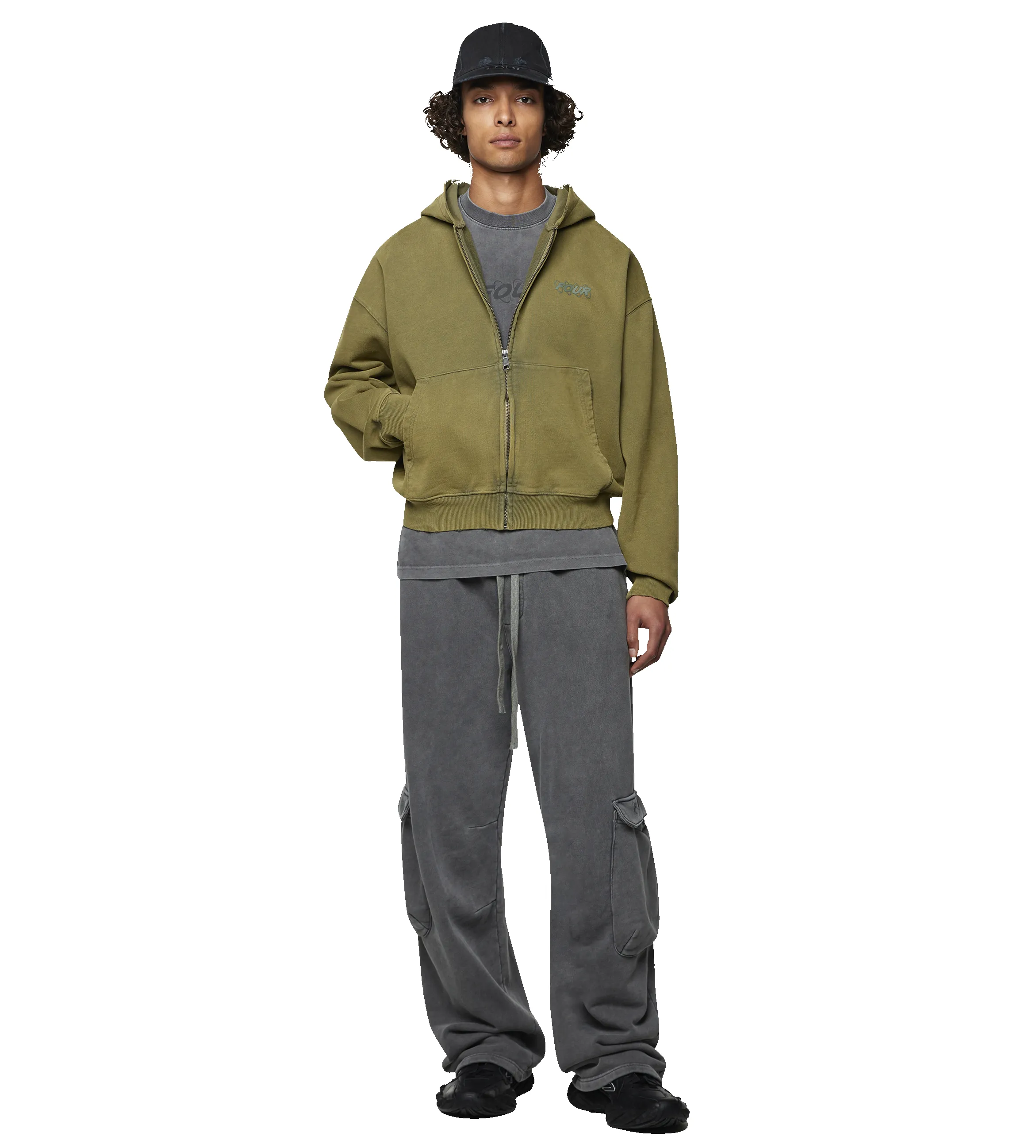 Circles Zip Up Hoodie Washed Olive sold by FOUR Amsterdam product image thumbnail 5