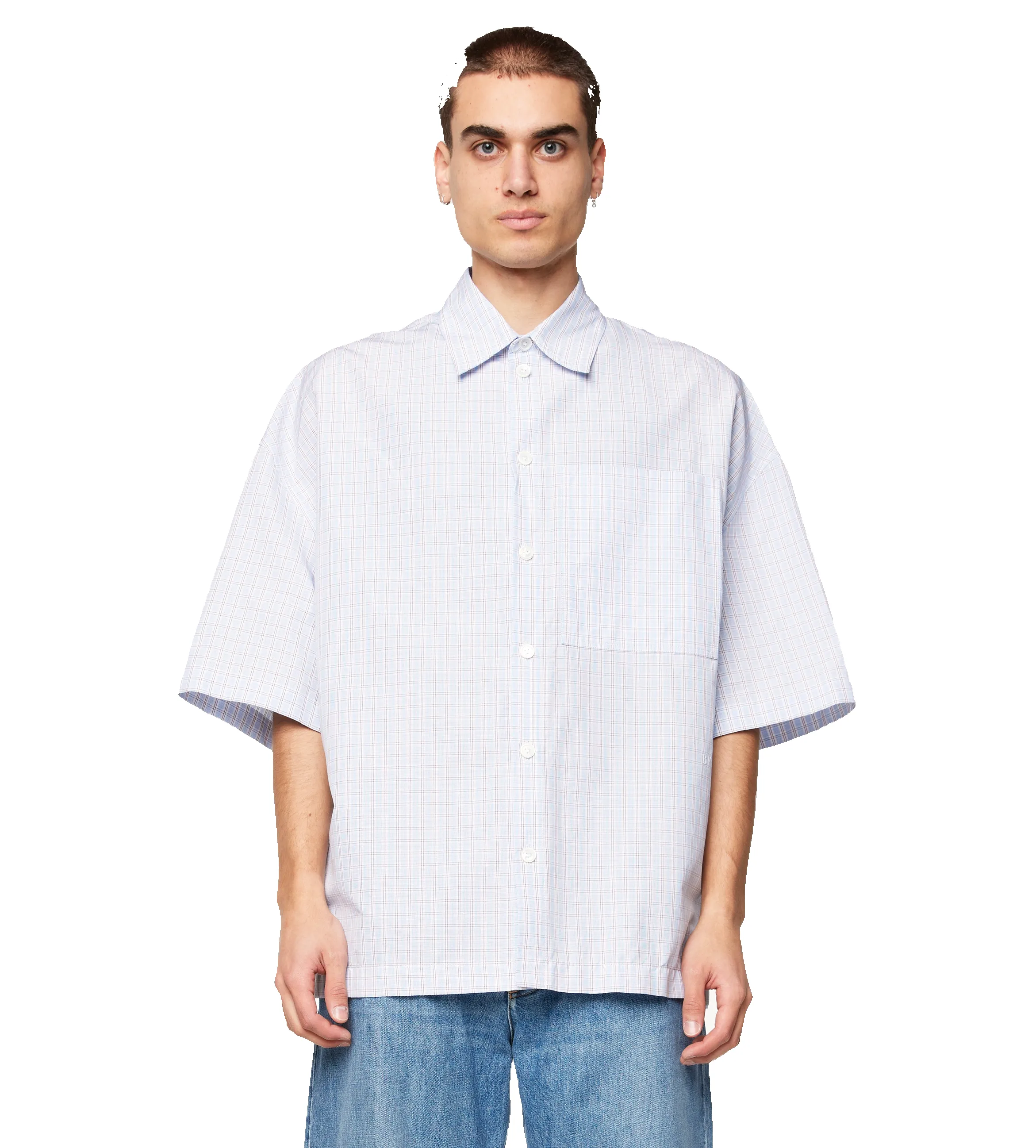 Cotton Lined Check Overshirt Pale Blue sold by FOUR Amsterdam