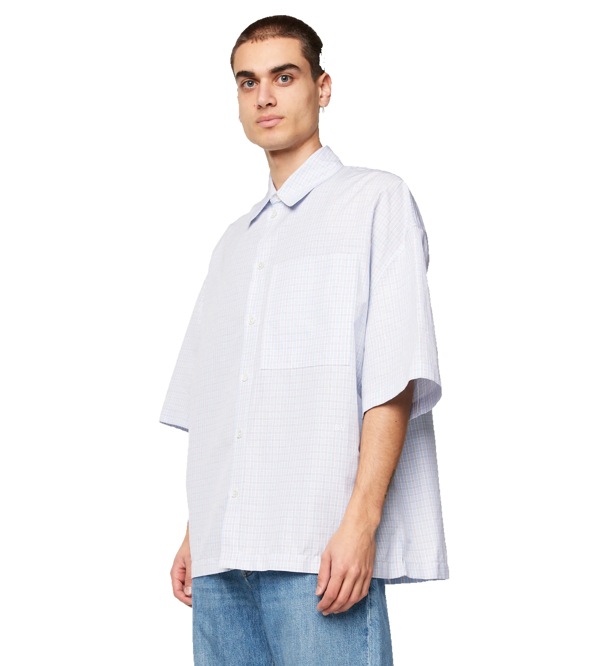 Cotton Lined Check Overshirt Pale Blue sold by FOUR Amsterdam product image thumbnail 4