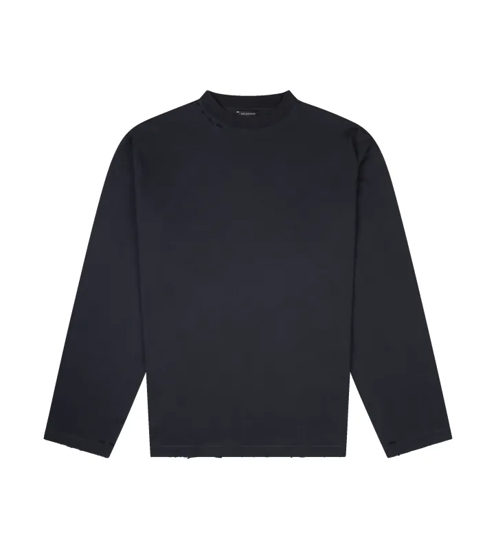 Security Tape Oversized Long Sleeve T-shirt in Faded Black sold by FOUR Amsterdam