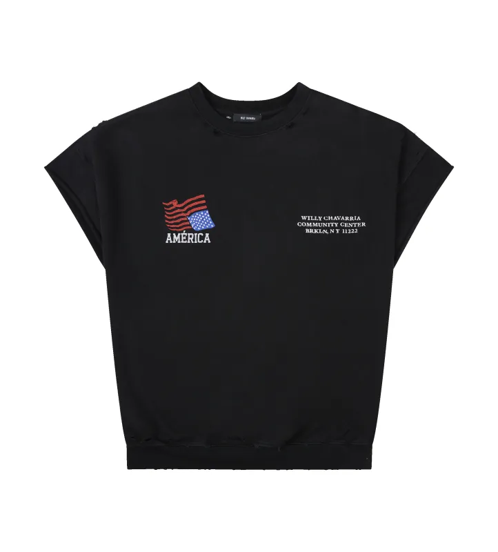 Black 'America' Muscle Tee sold by FOUR Amsterdam