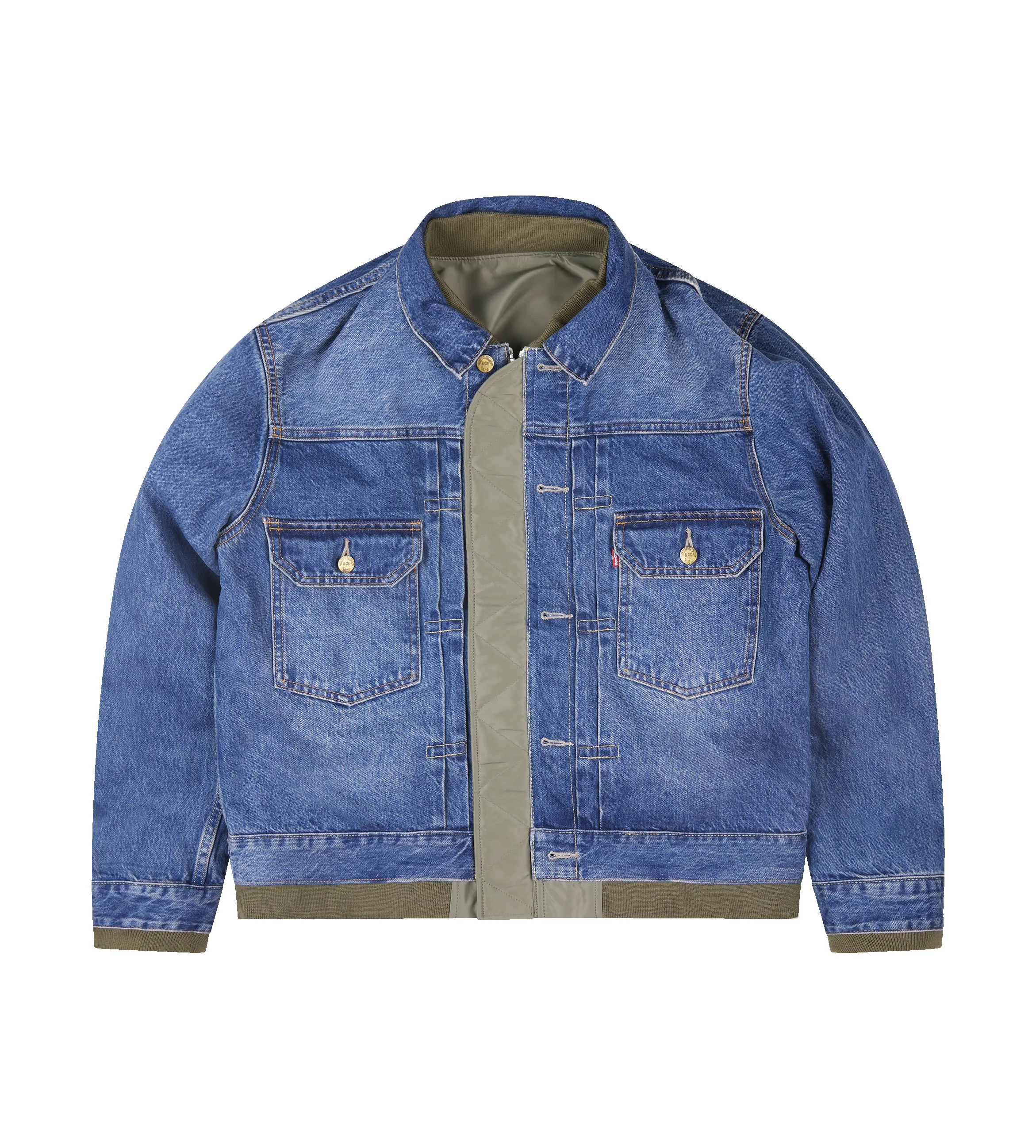 Sacai X Levi's - Nylon Twill Reversible Blouson Blue Khaki sold by FOUR Amsterdam product image thumbnail 3