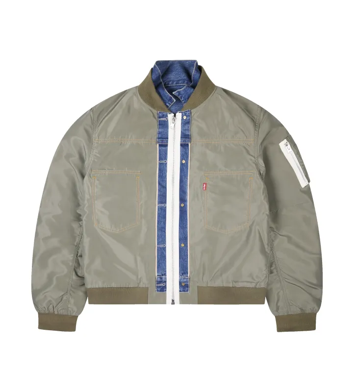 Sacai X Levi's - Nylon Twill Reversible Blouson Blue Khaki made by FOUR Amsterdam