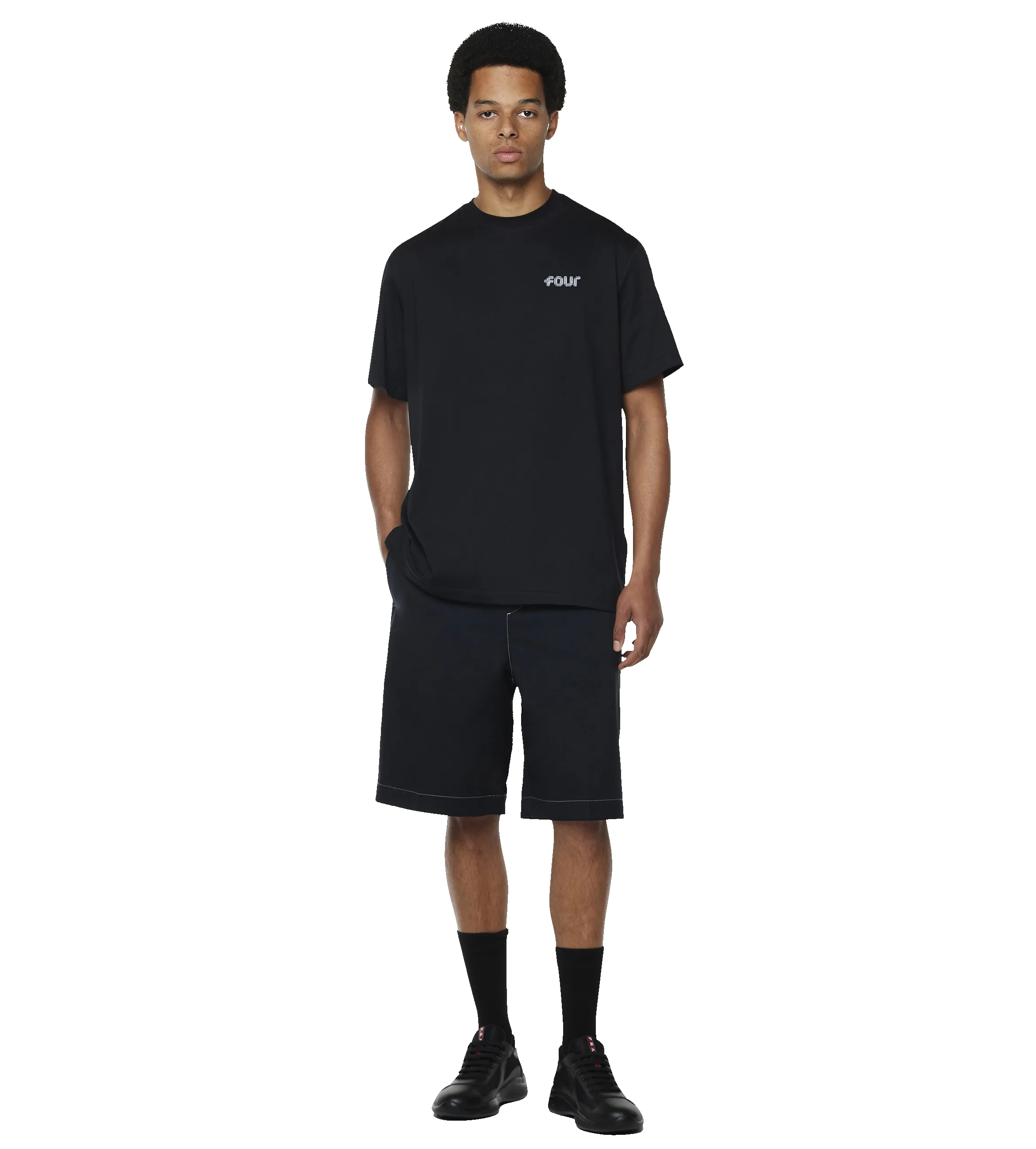 Chrome Logo T-shirt Black sold by FOUR Amsterdam product image thumbnail 5