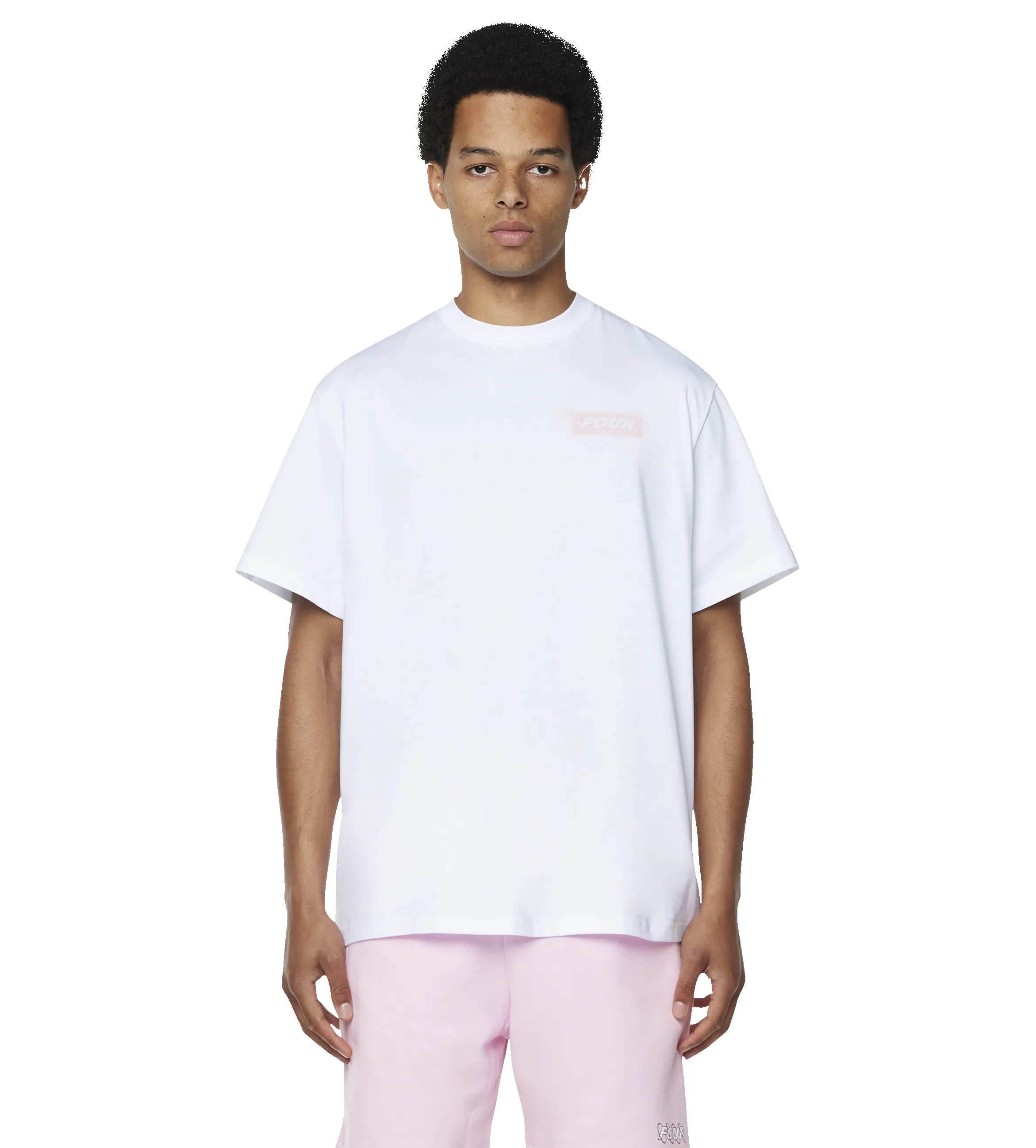 Splatter Circles T-shirt White/ Soft Pink sold by FOUR Amsterdam