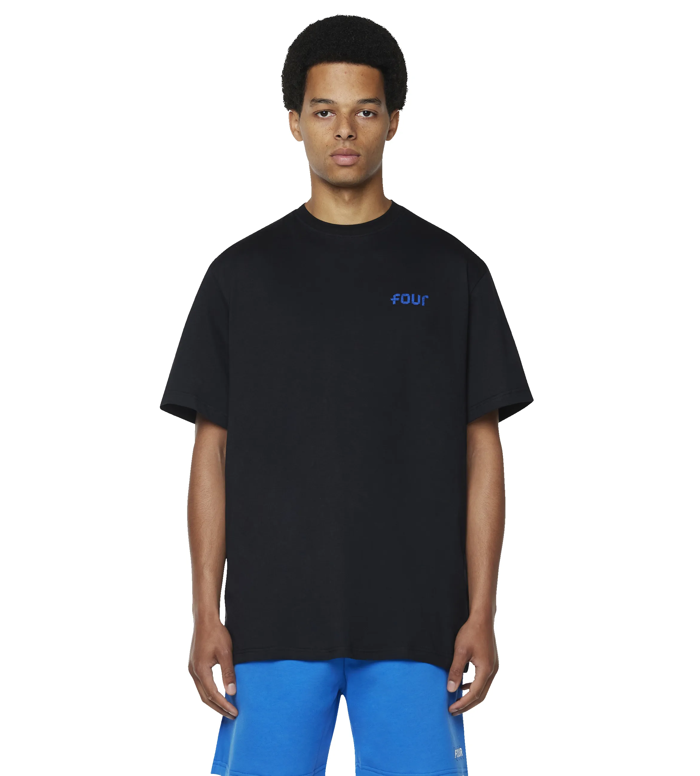 Scan Logo T-shirt Black/ Princess Blue sold by FOUR Amsterdam