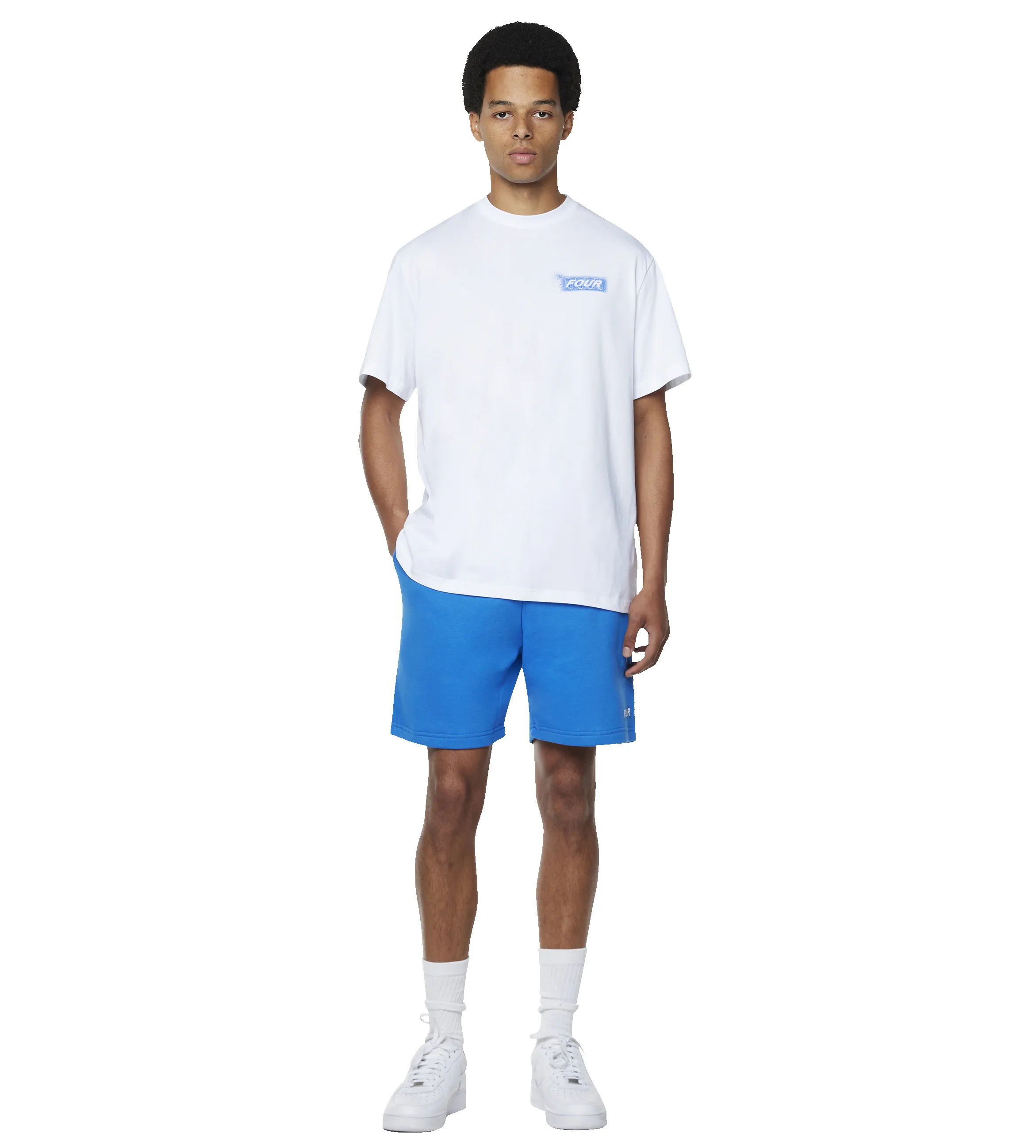 Splatter Circles T-shirt White/ Princess Blue sold by FOUR Amsterdam product image thumbnail 5