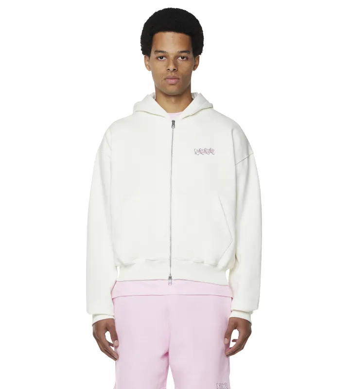 Circles Boxy Zip Up Hoodie Cannoli Cream/ Soft Pink sold by FOUR Amsterdam