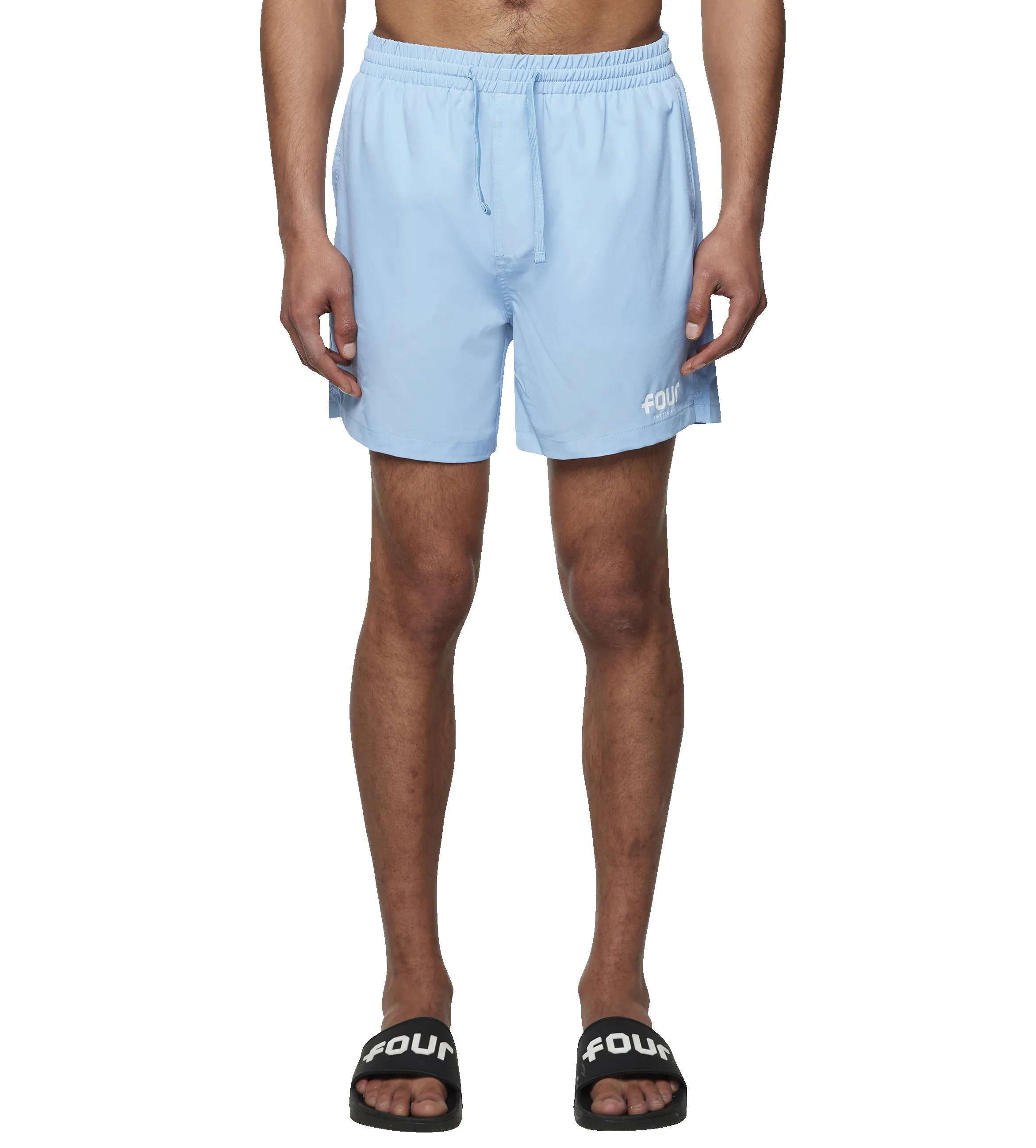Logo 4AOP Swim Shorts Ice Blue/ White sold by FOUR Amsterdam