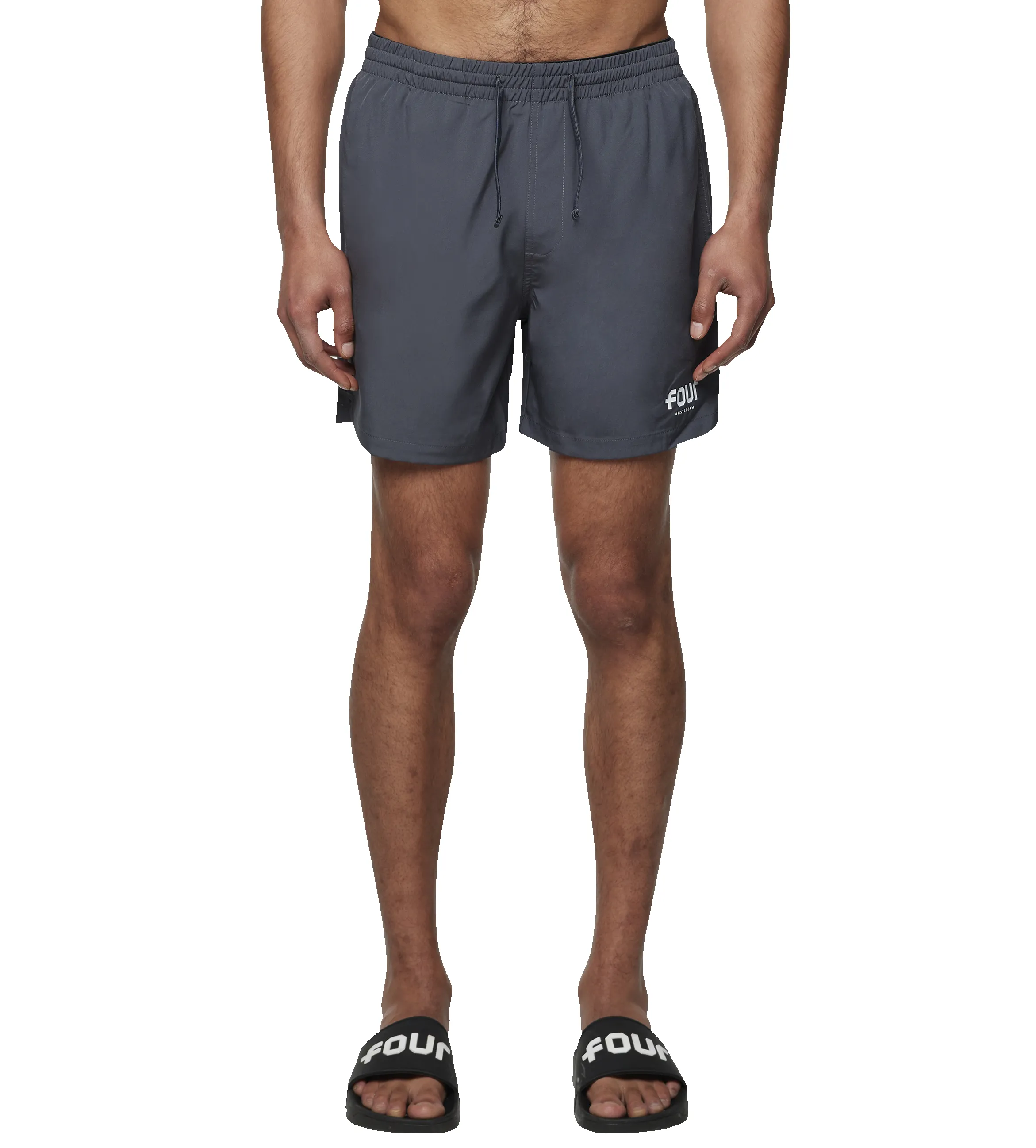 Logo Swim Shorts Asphalt/ White sold by FOUR Amsterdam