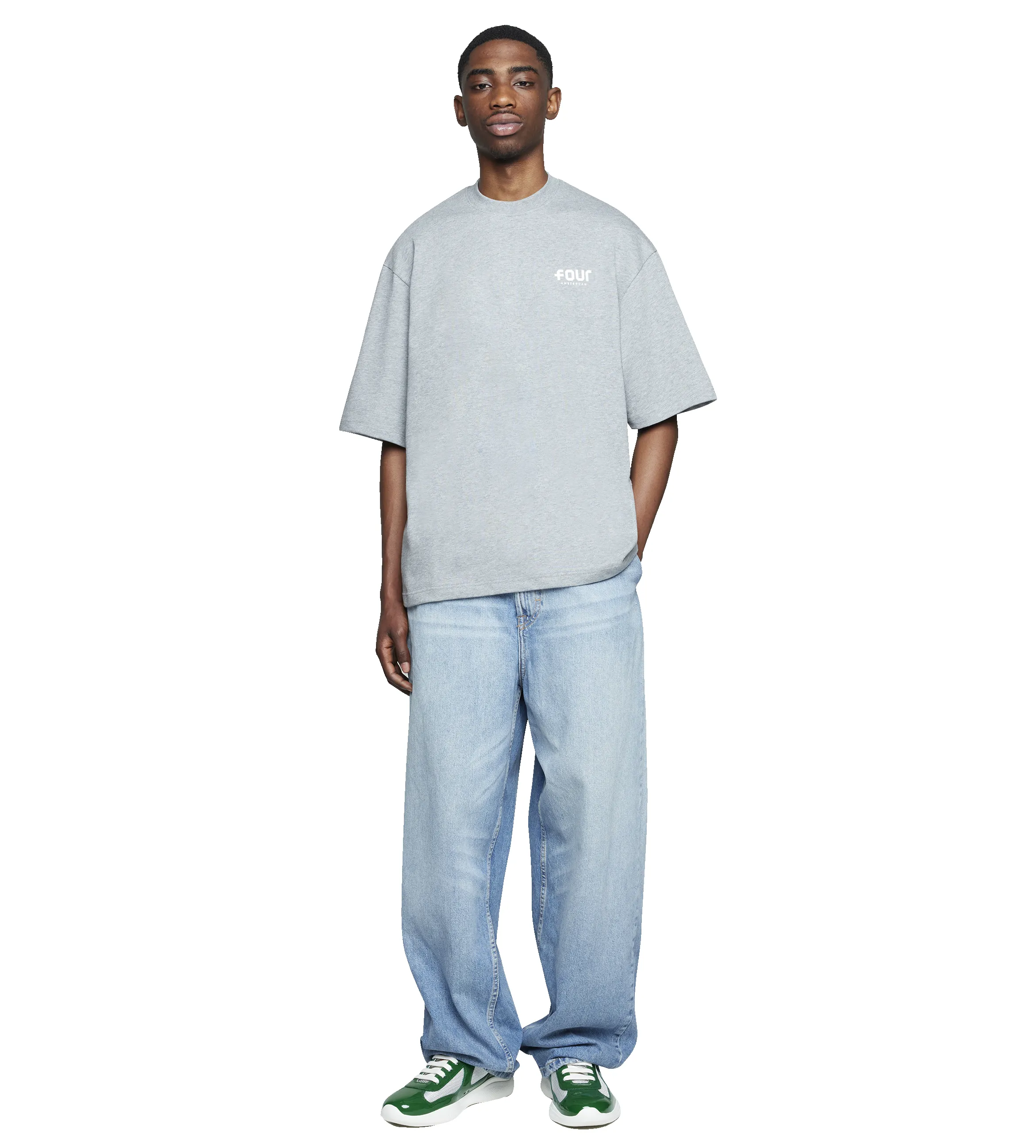 Logo Heavy T-shirt Grey Melange sold by FOUR Amsterdam product image thumbnail 3