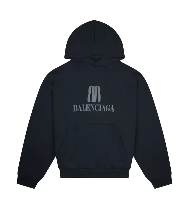 Balenciaga Nano BB Hoodie Medium Fit in faded black dry fleece made by Balenciaga