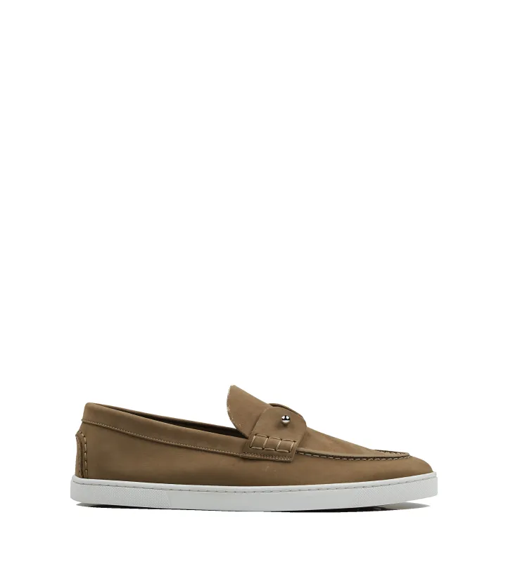 Christian Louboutin Chambeliboat Boat Loafers - Reversed nubuck leather in Lionne sold by FOUR Amsterdam