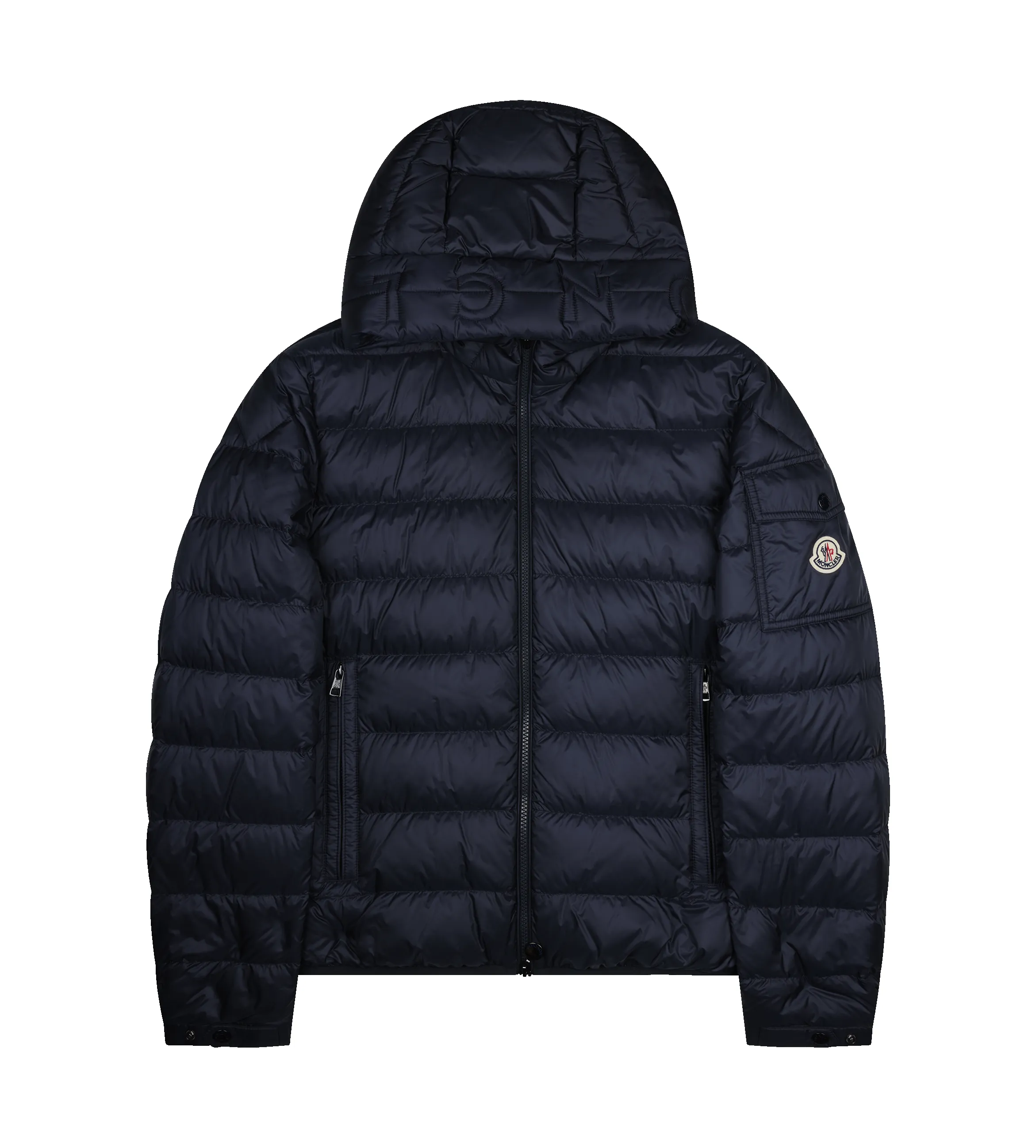Moncler Najan Hooded Short Down Jacket in Navy sold by FOUR Amsterdam