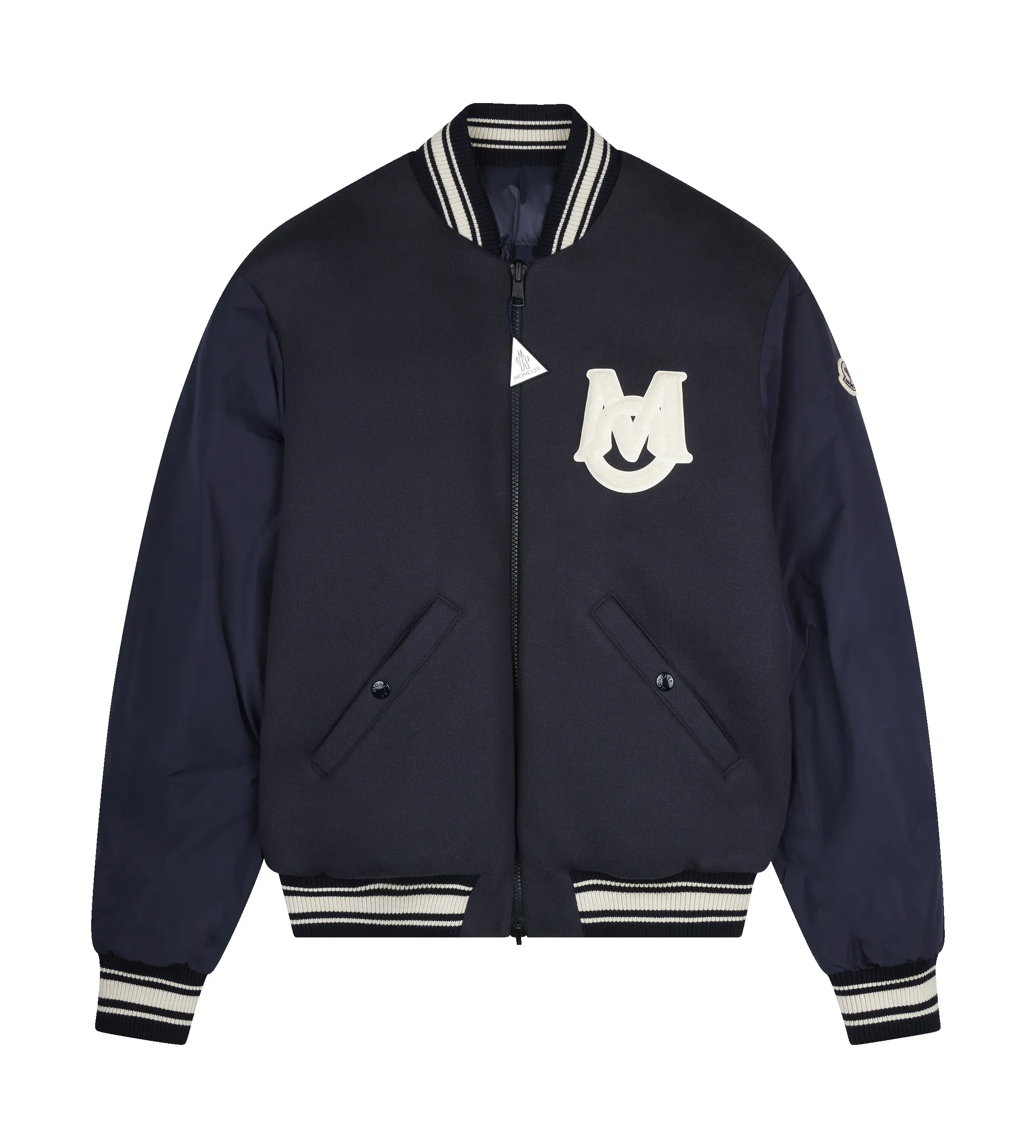 Moncler Vennes Reversible Down Bomber Jacket in Navy sold by FOUR Amsterdam