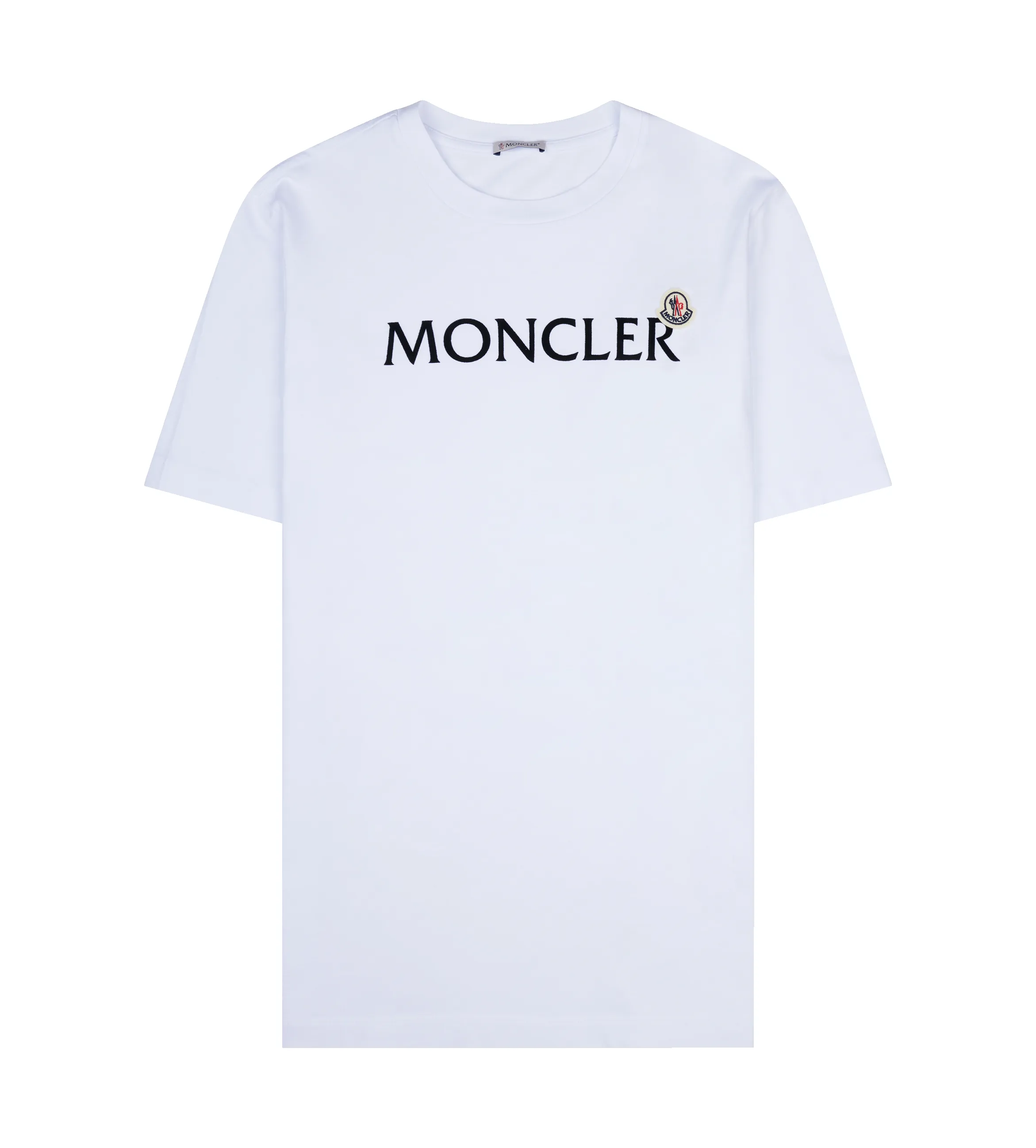 Moncler Flocked Logo Cotton T-Shirt in White sold by FOUR Amsterdam