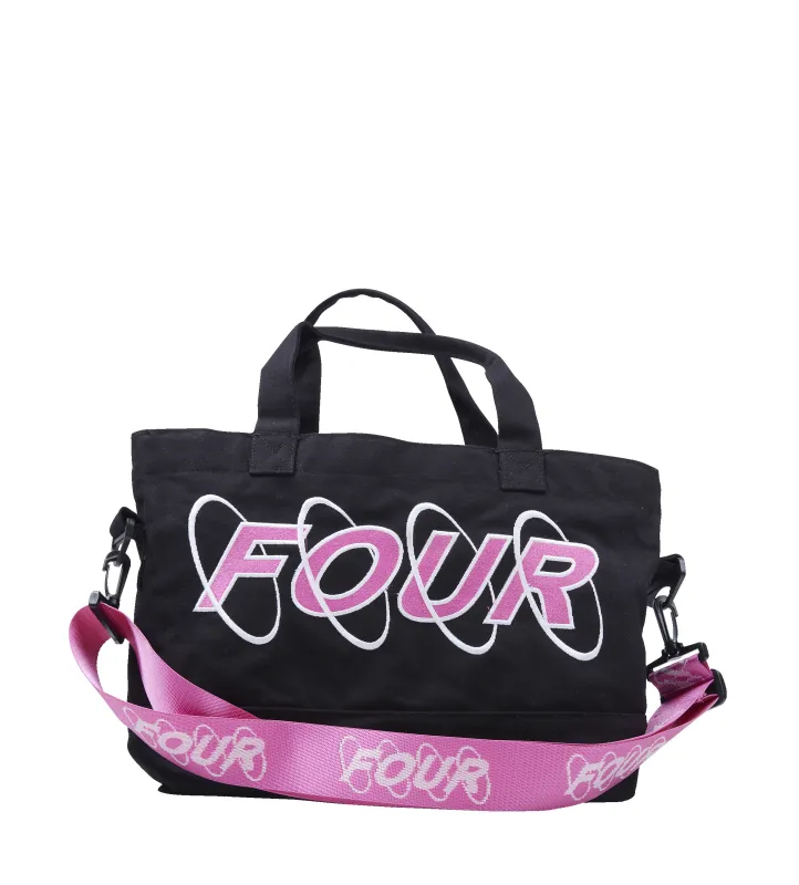 Circles Embroidery Shopper Small White/ Pink sold by FOUR Amsterdam