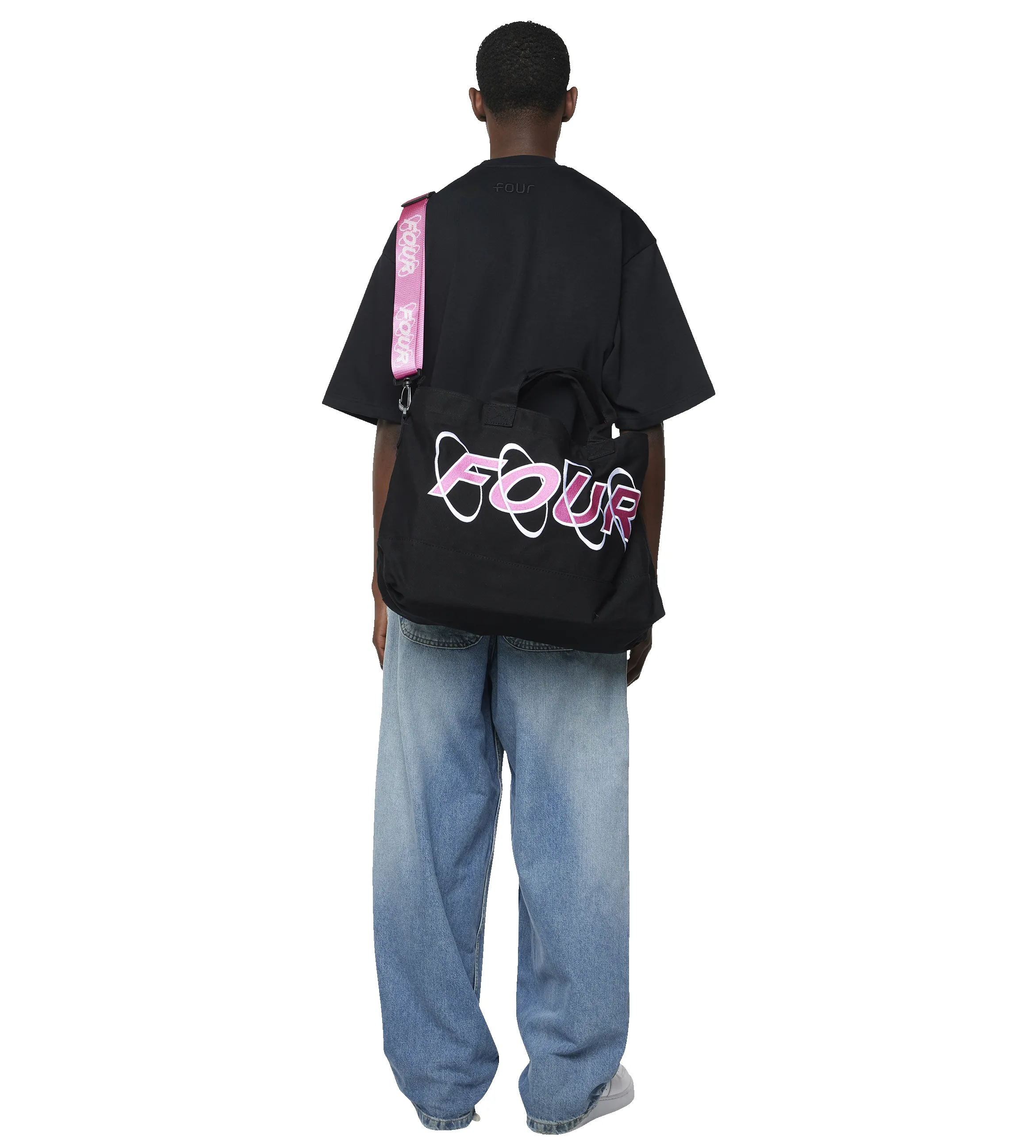 Circles Embroidery Shopper White/ Pink sold by FOUR Amsterdam product image thumbnail 4