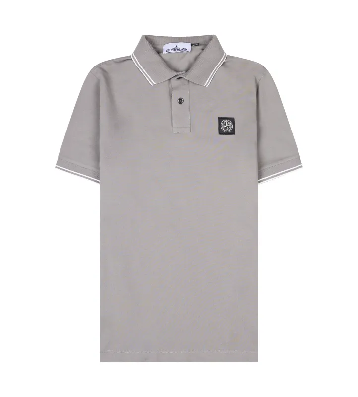 Stone Island Slim-fit short-sleeve polo shirt with striped details in Cement sold by FOUR Amsterdam