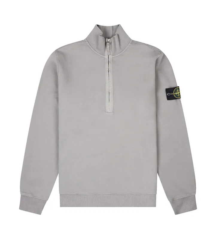 Stone Island Regular-fit half-zip sweatshirt with ribbed inlays in Cement sold by FOUR Amsterdam