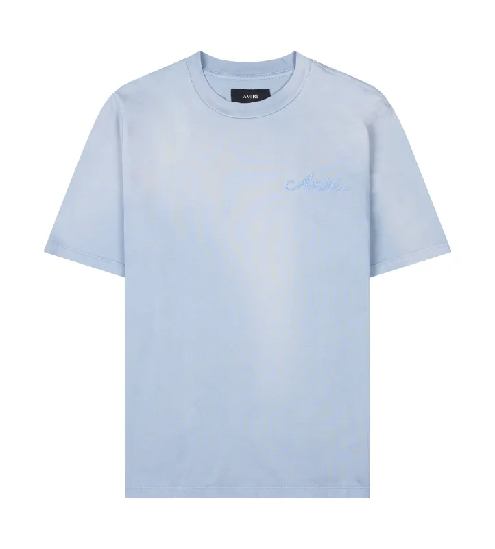 Amiri Bleach Bandana Patch T-shirt in Ashley Blue sold by FOUR Amsterdam