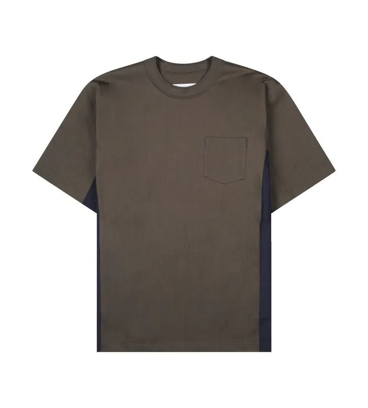 Sacai Suiting x Cotton Jersey T-Shirt in Khaki sold by FOUR Amsterdam