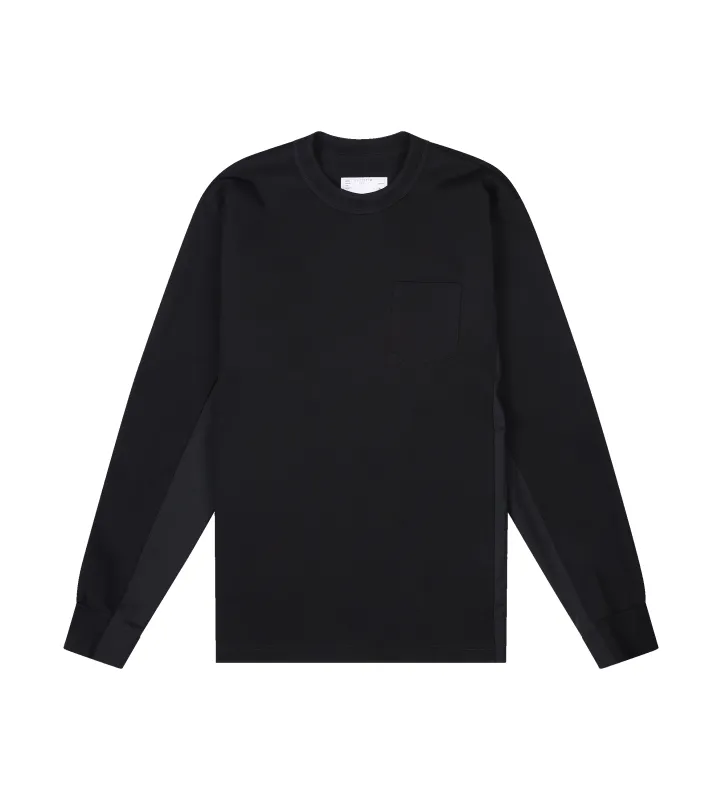 Sacai Suiting x Cotton Jersey L/S T-Shirt in Black sold by FOUR Amsterdam