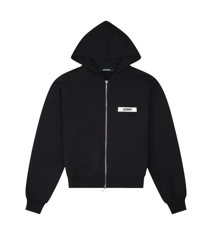 Jacquemus The Gros Grain Zipped Hoodie in Black made by Jacquemus