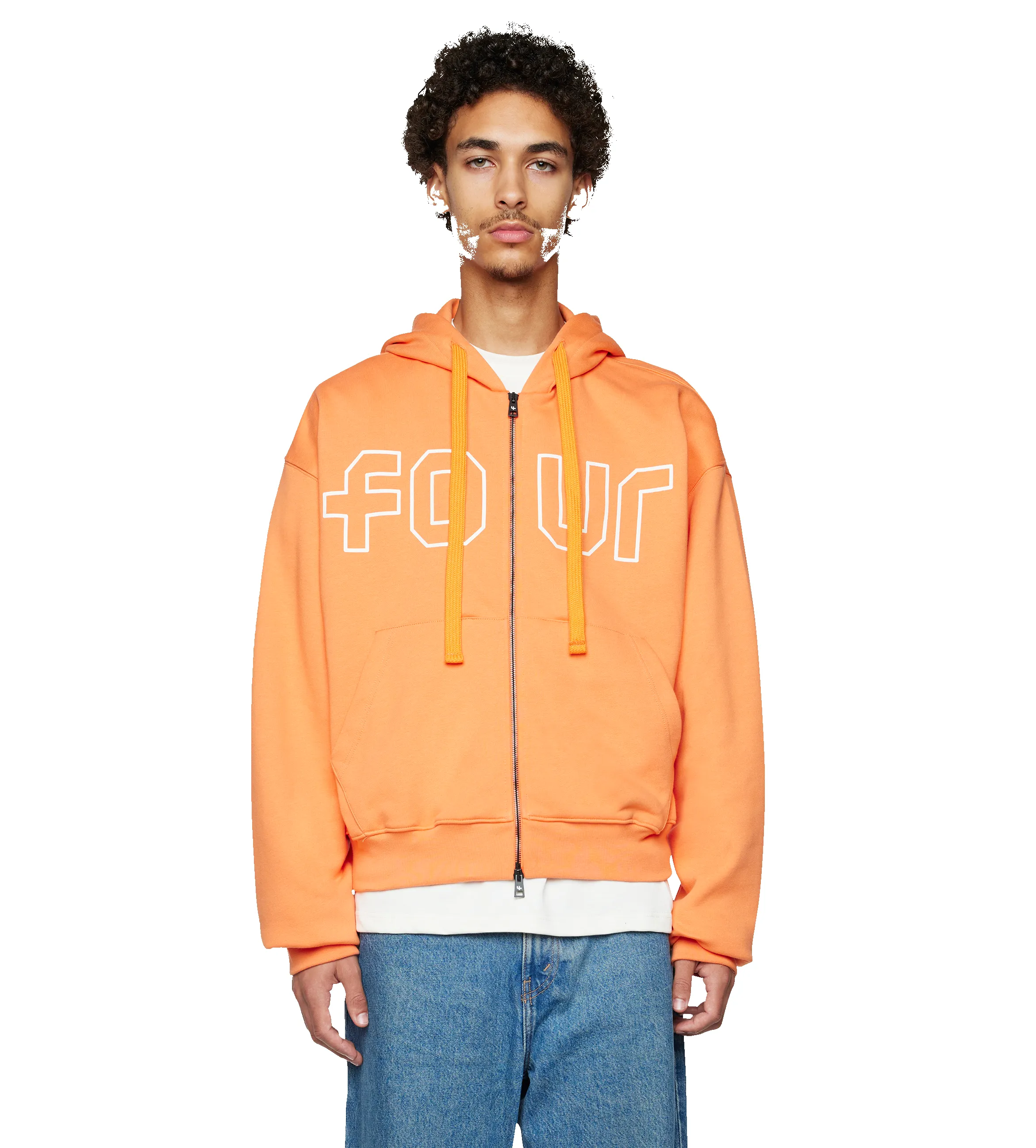Outline Boxy Zip Up Hoodie Dusty Orange/ Cannoli sold by FOUR Amsterdam