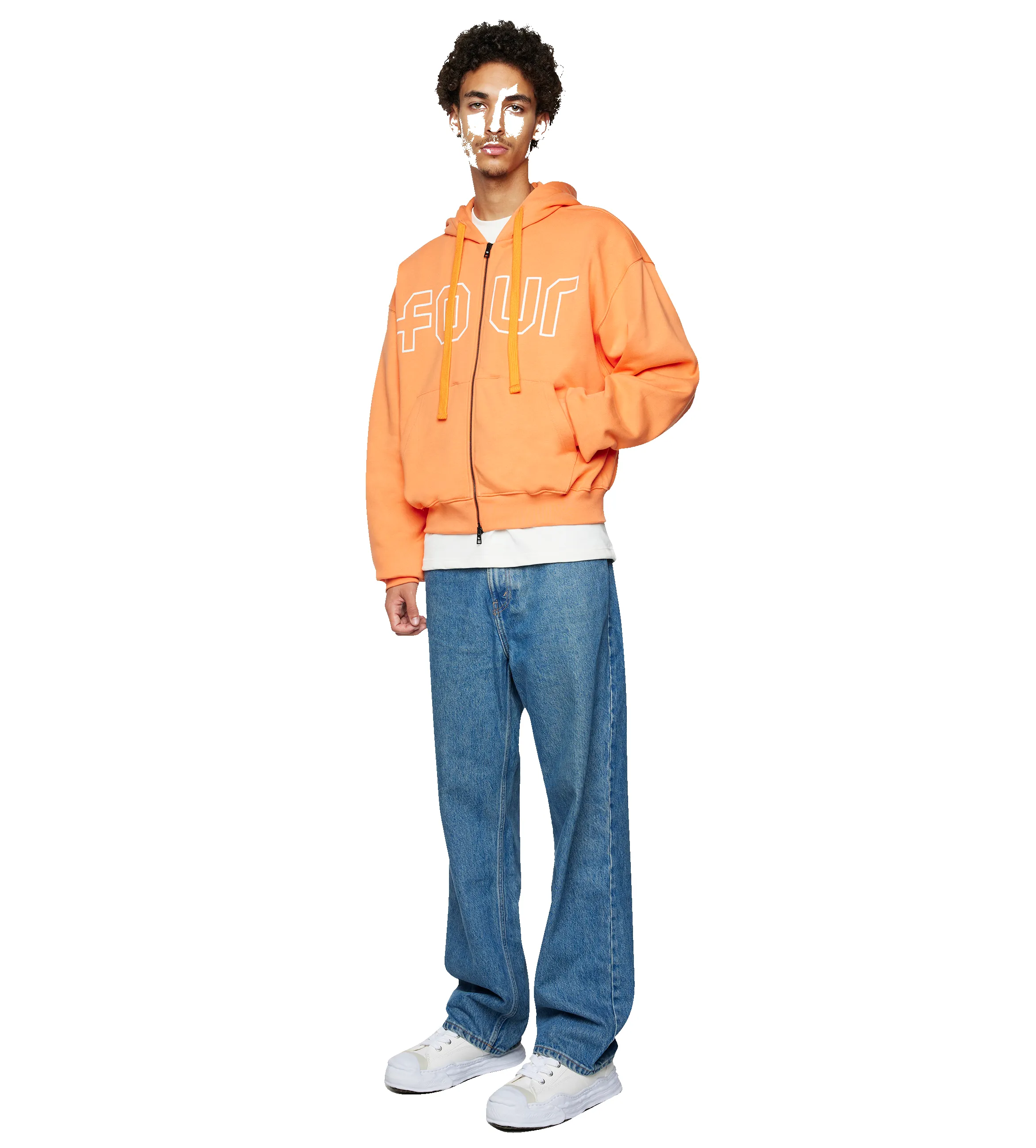 Outline Boxy Zip Up Hoodie Dusty Orange/ Cannoli sold by FOUR Amsterdam product image thumbnail 2