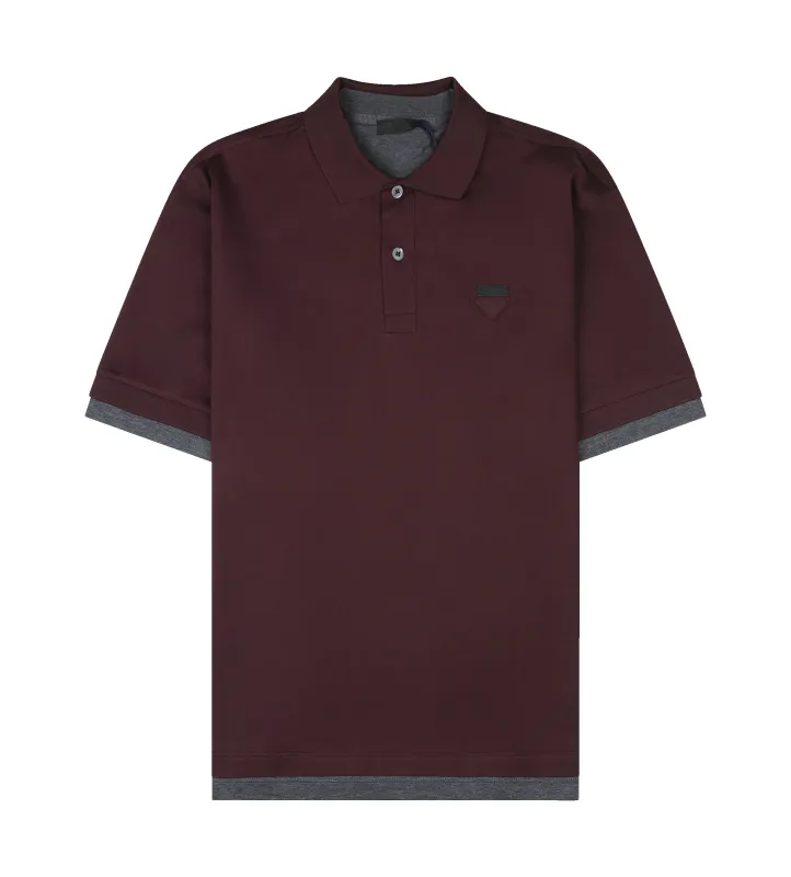 Prada Cotton Polo Shirt M/C in Bordeaux made by Prada
