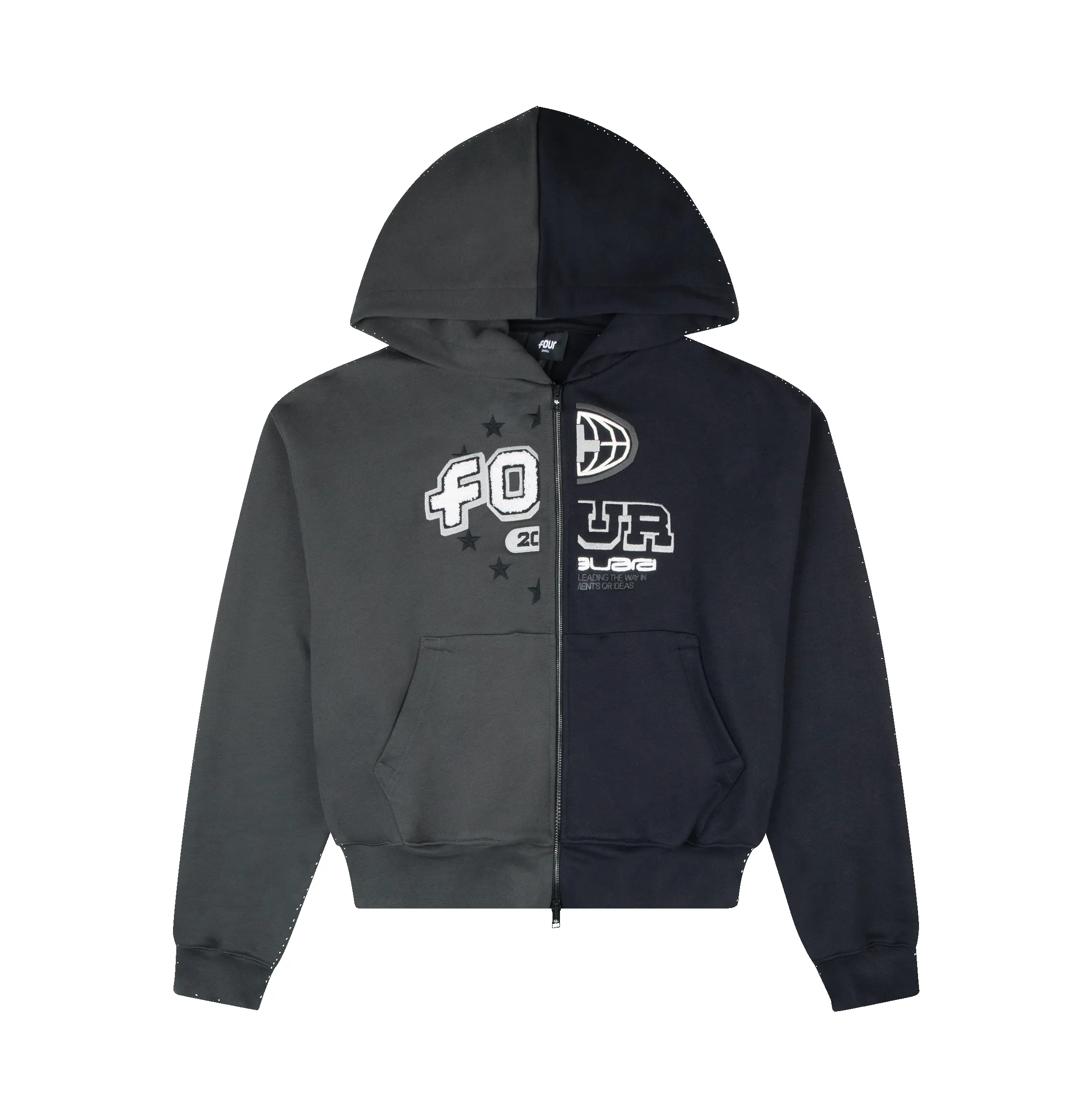Split Zip Up Hoodie Black/ Raven sold by FOUR Amsterdam product image thumbnail 4