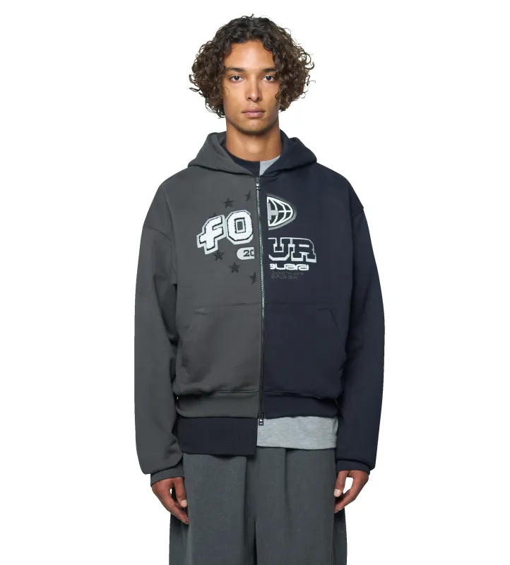 Split Zip Up Hoodie Black/ Raven sold by FOUR Amsterdam