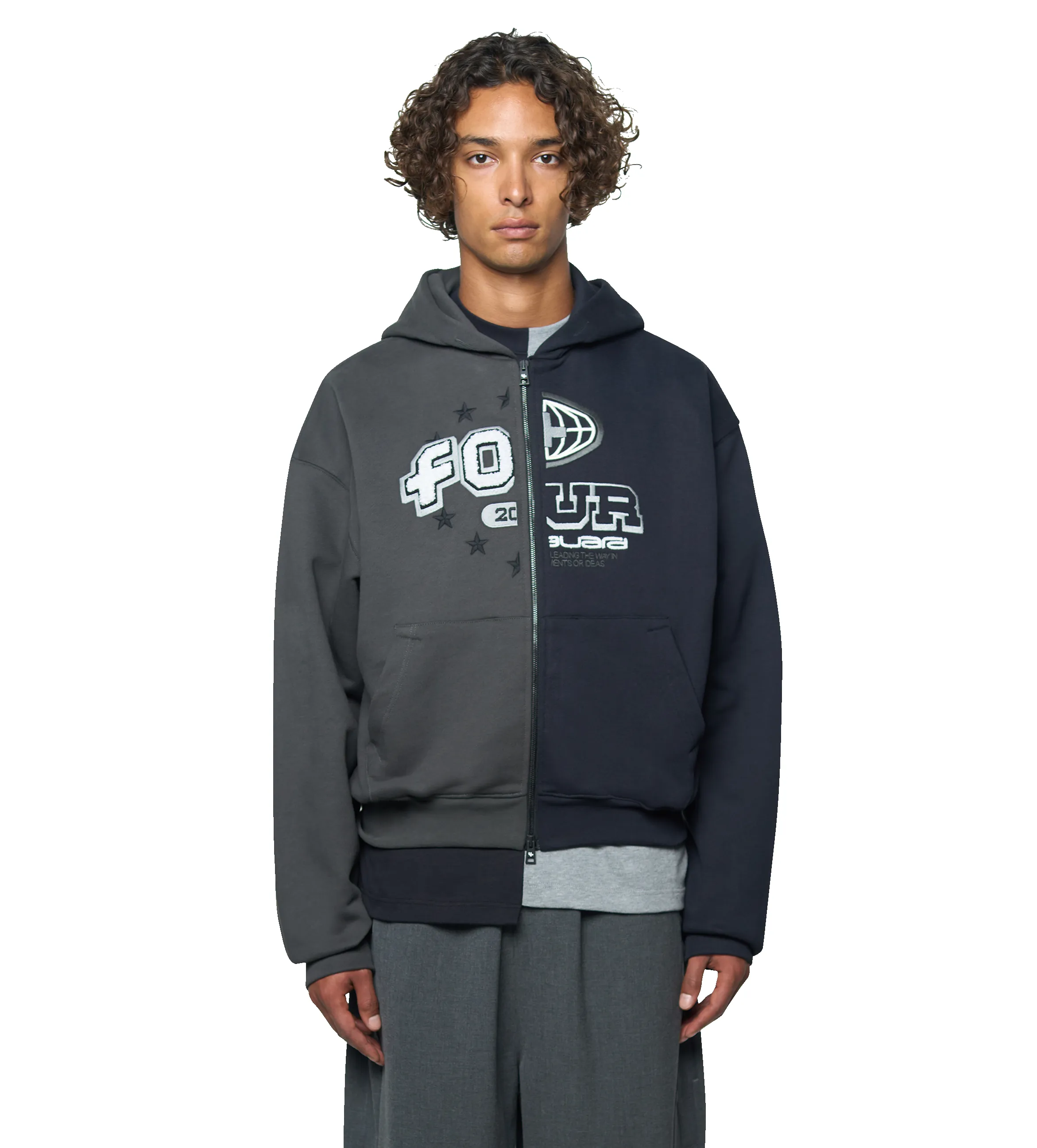 Split Zip Up Hoodie Black/ Raven sold by FOUR Amsterdam