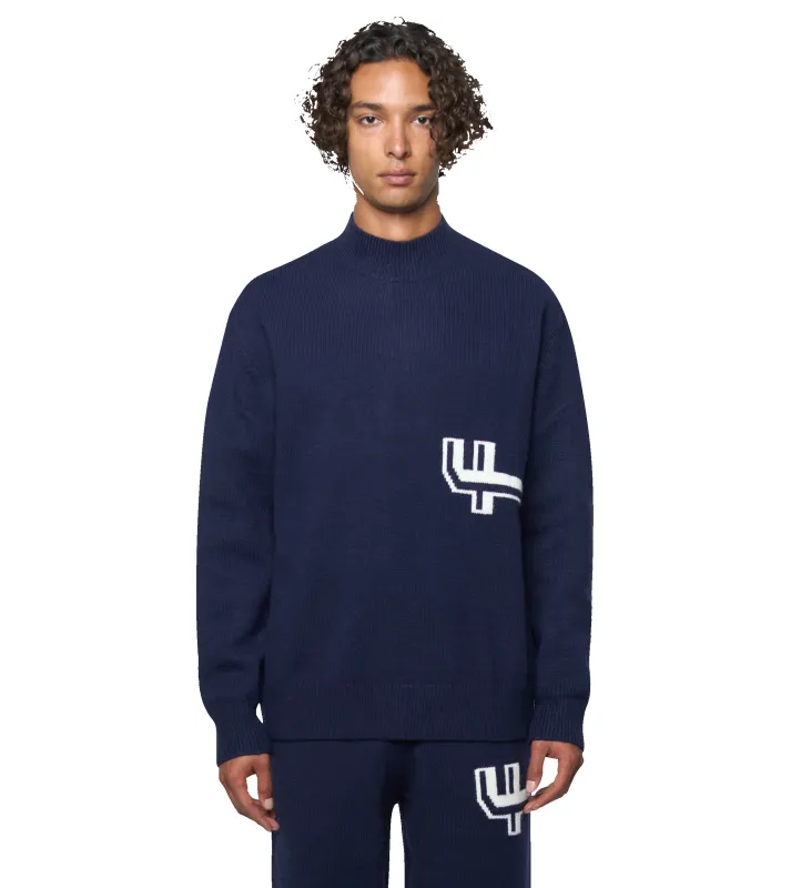 Knitted Crewneck Marine Blue/ White sold by FOUR Amsterdam