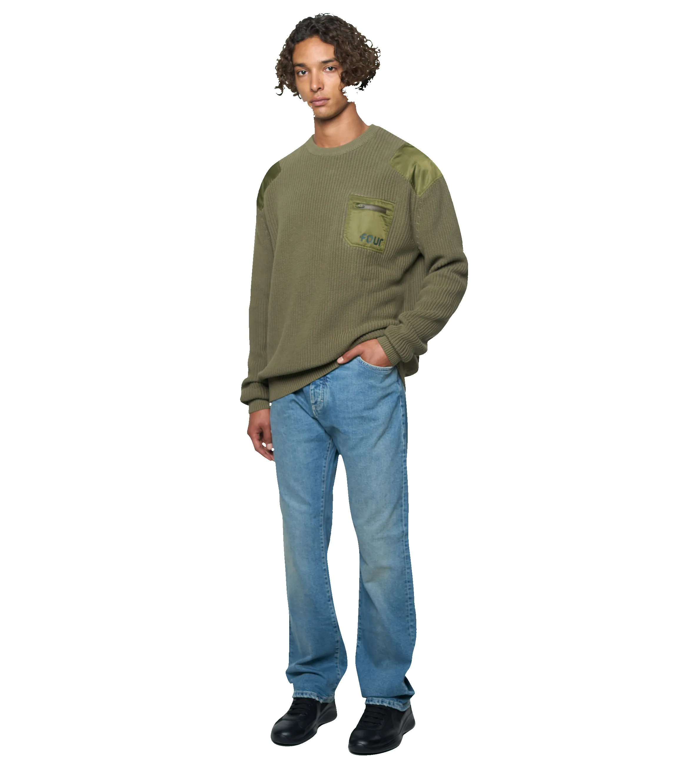 Logo Knitted Crewneck Nylon Moss Green sold by FOUR Amsterdam product image thumbnail 2