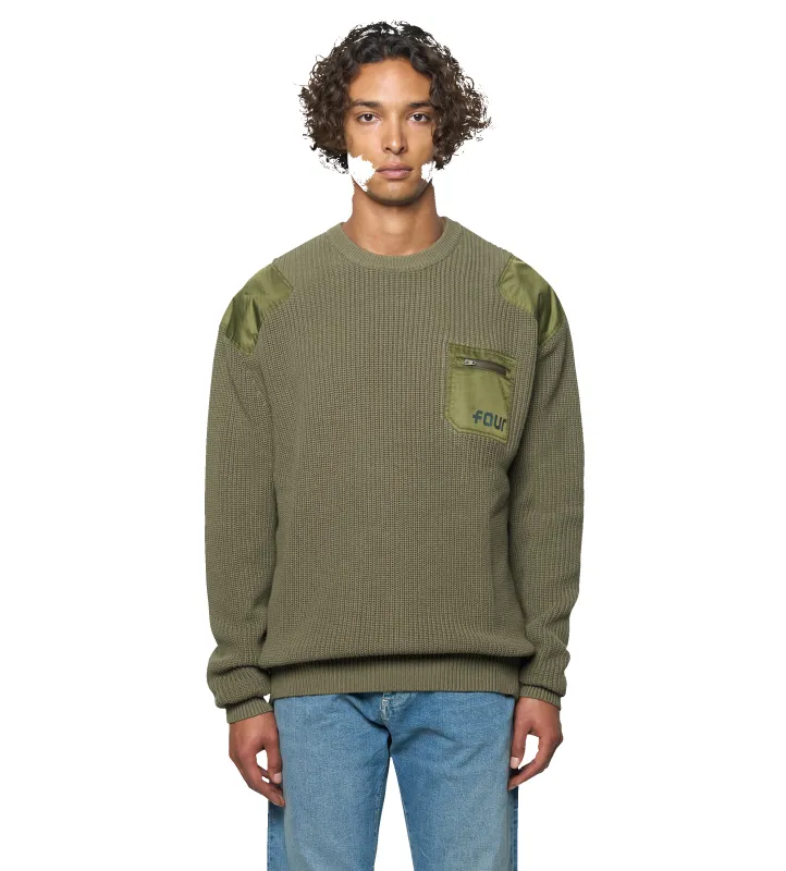 Logo Knitted Crewneck Nylon Moss Green sold by FOUR Amsterdam