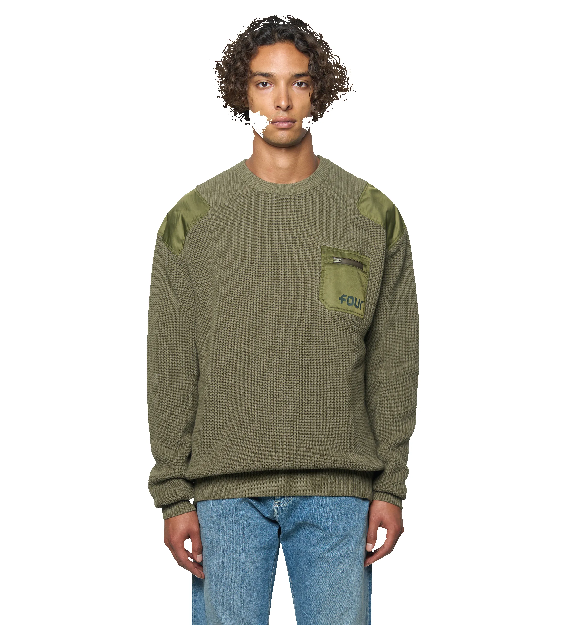 Logo Knitted Crewneck Nylon Moss Green sold by FOUR Amsterdam