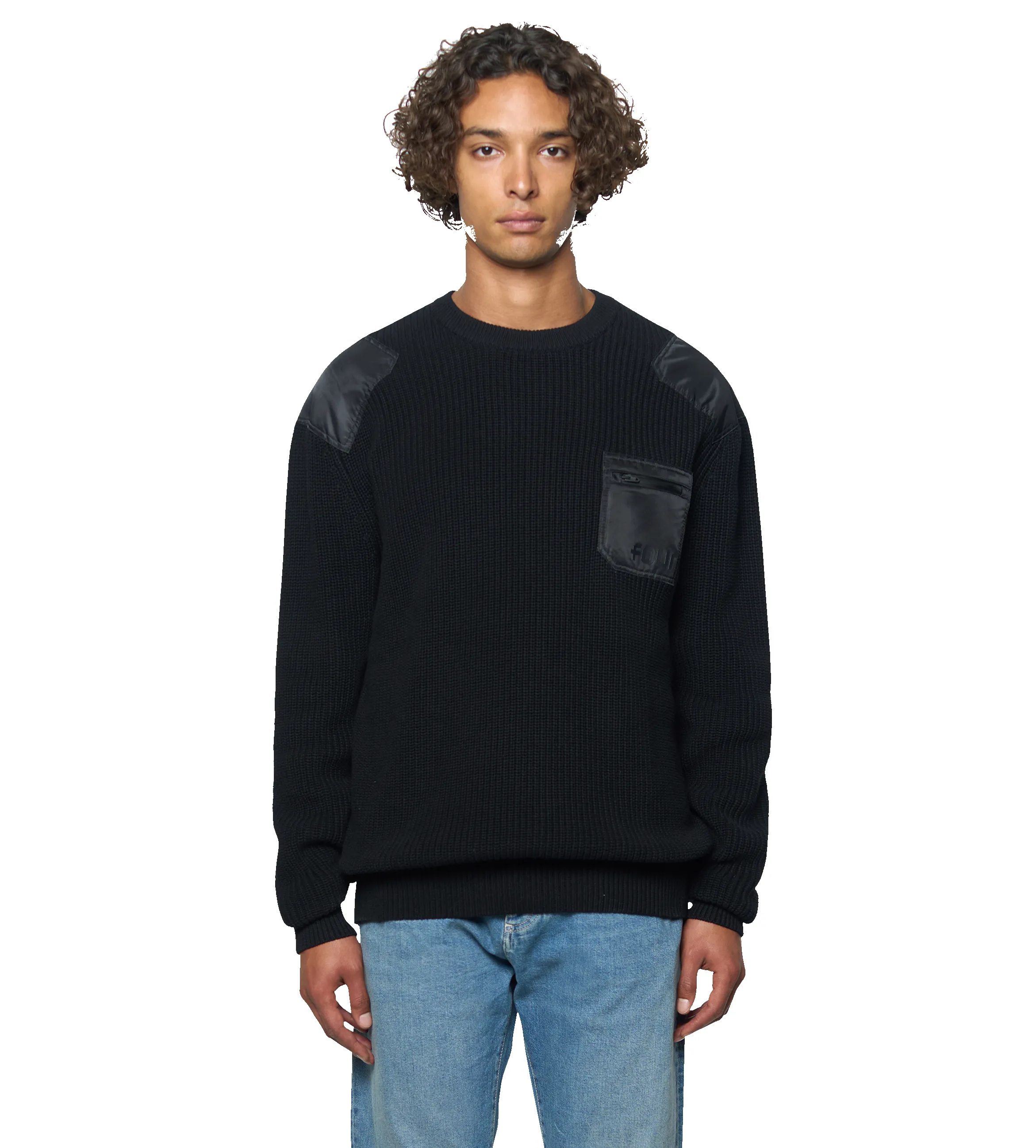 Logo Knitted Crewneck Nylon Black sold by FOUR Amsterdam