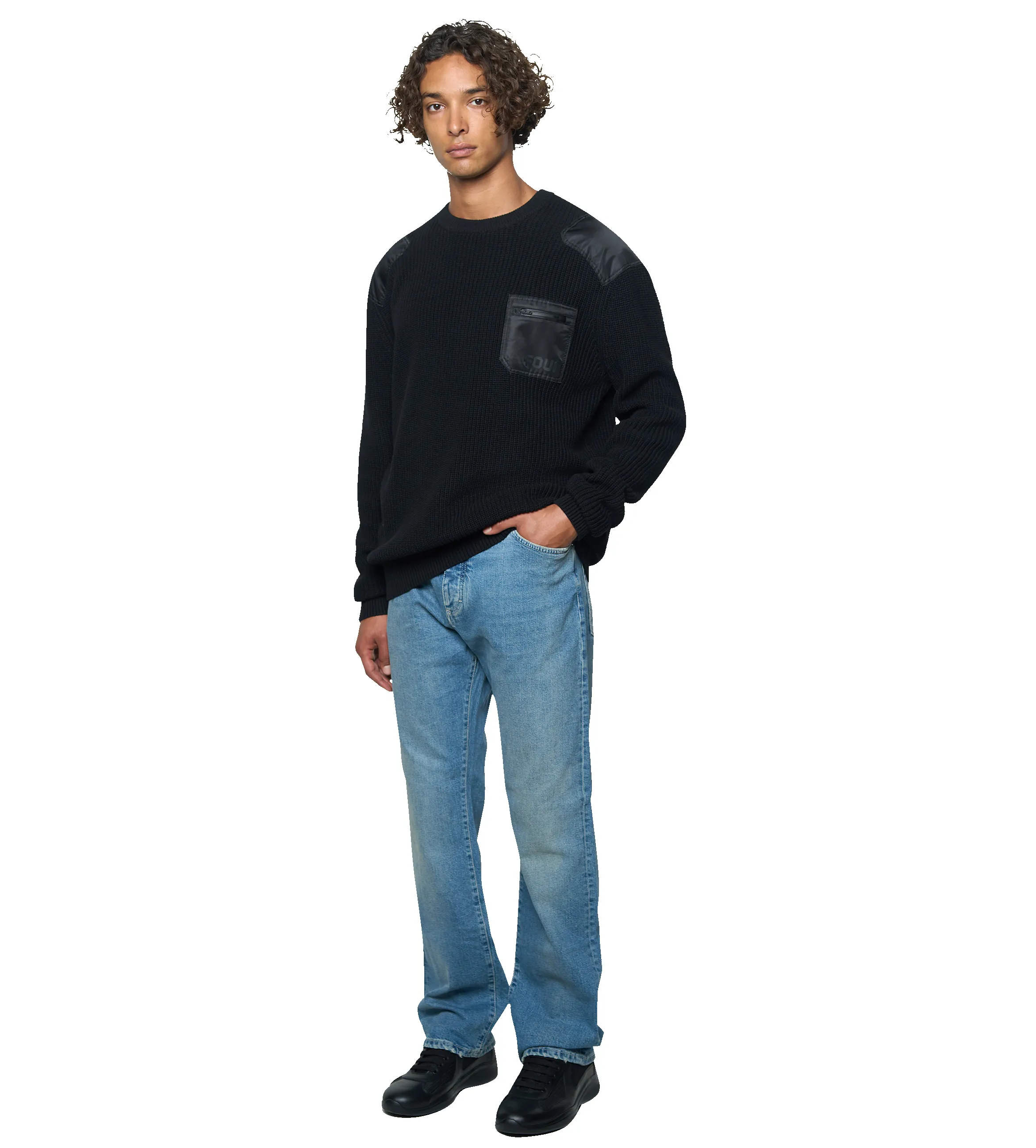 Logo Knitted Crewneck Nylon Black sold by FOUR Amsterdam product image thumbnail 2
