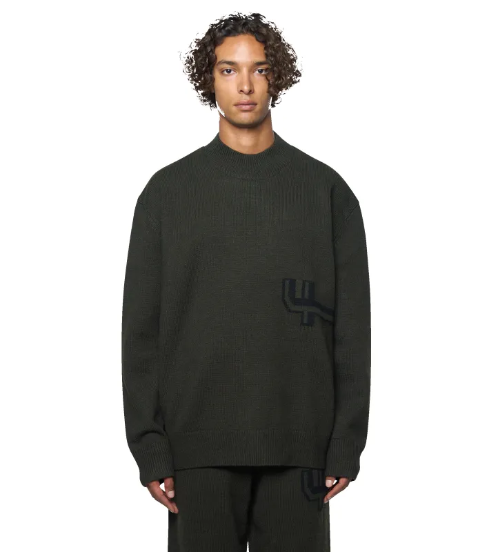 Knitted Crewneck Dark Green/ Black sold by FOUR Amsterdam