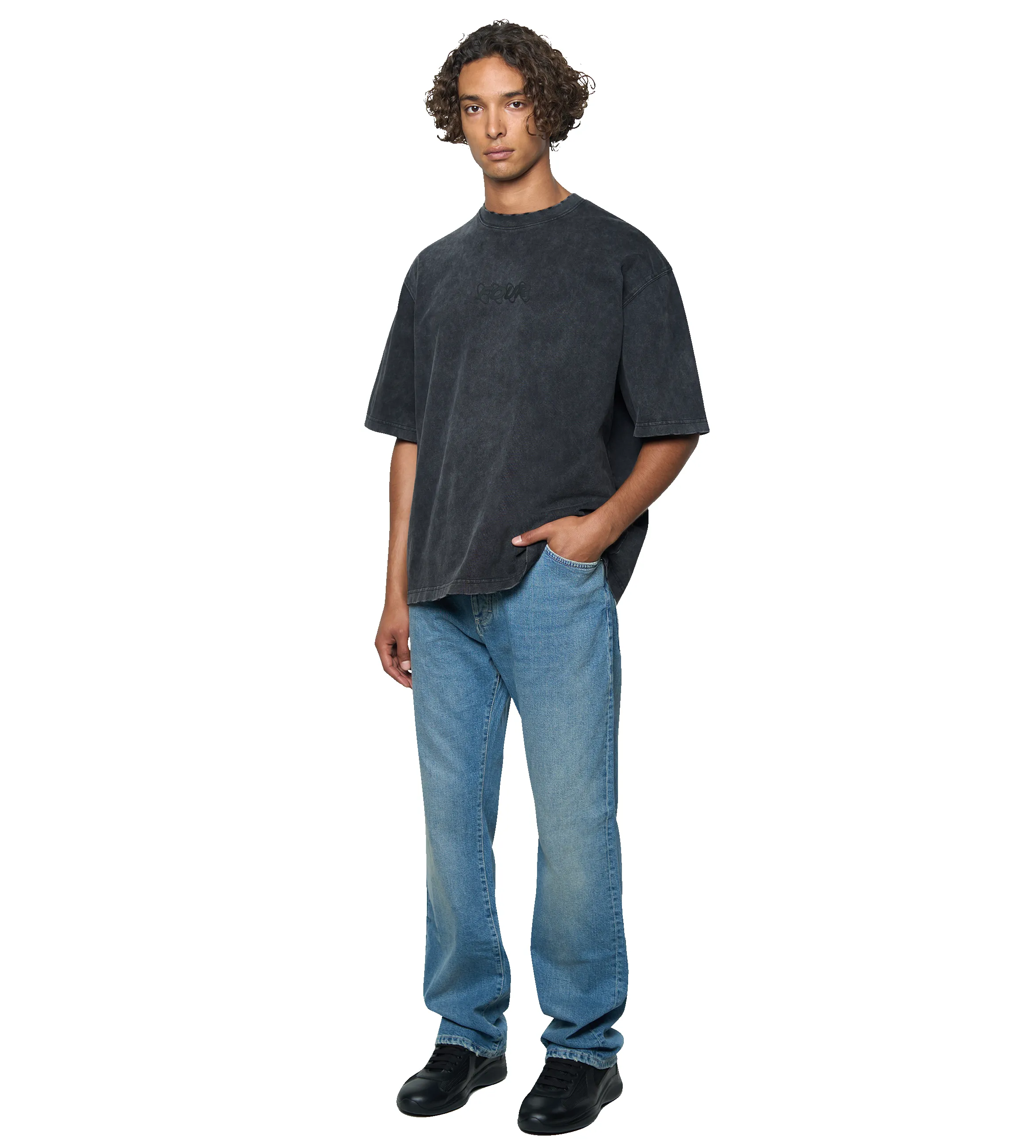 Circles Boxy T-Shirt Washed Black sold by FOUR Amsterdam product image thumbnail 3